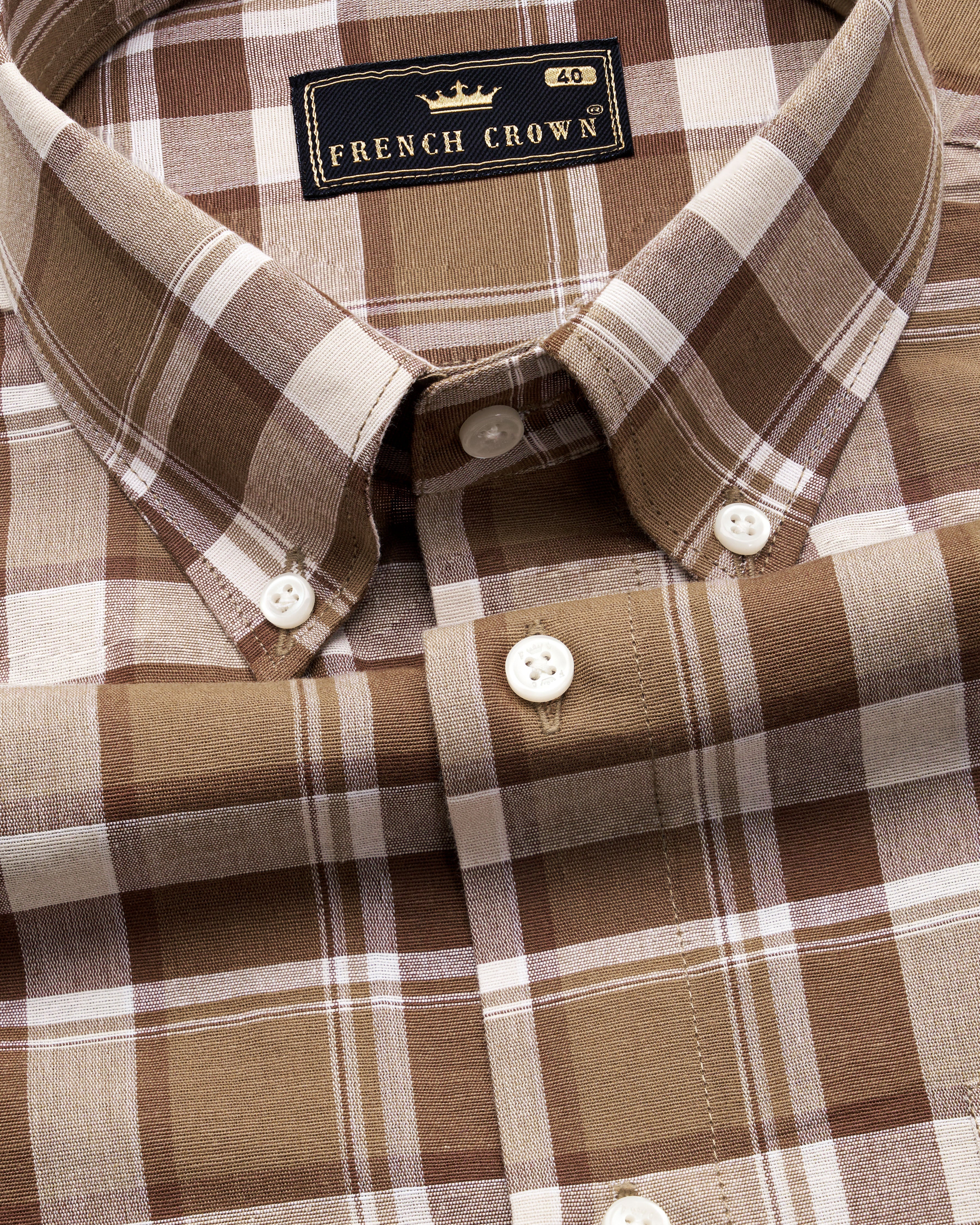 Spice Brown and White Plaid Chambray Button-Down Shirt 9993-BD-38, 9993-BD-H-38, 9993-BD-39, 9993-BD-H-39, 9993-BD-40, 9993-BD-H-40, 9993-BD-42, 9993-BD-H-42, 9993-BD-44, 9993-BD-H-44, 9993-BD-46, 9993-BD-H-46, 9993-BD-48, 9993-BD-H-48, 9993-BD-50, 9993-BD-H-50, 9993-BD-52, 9993-BD-H-52