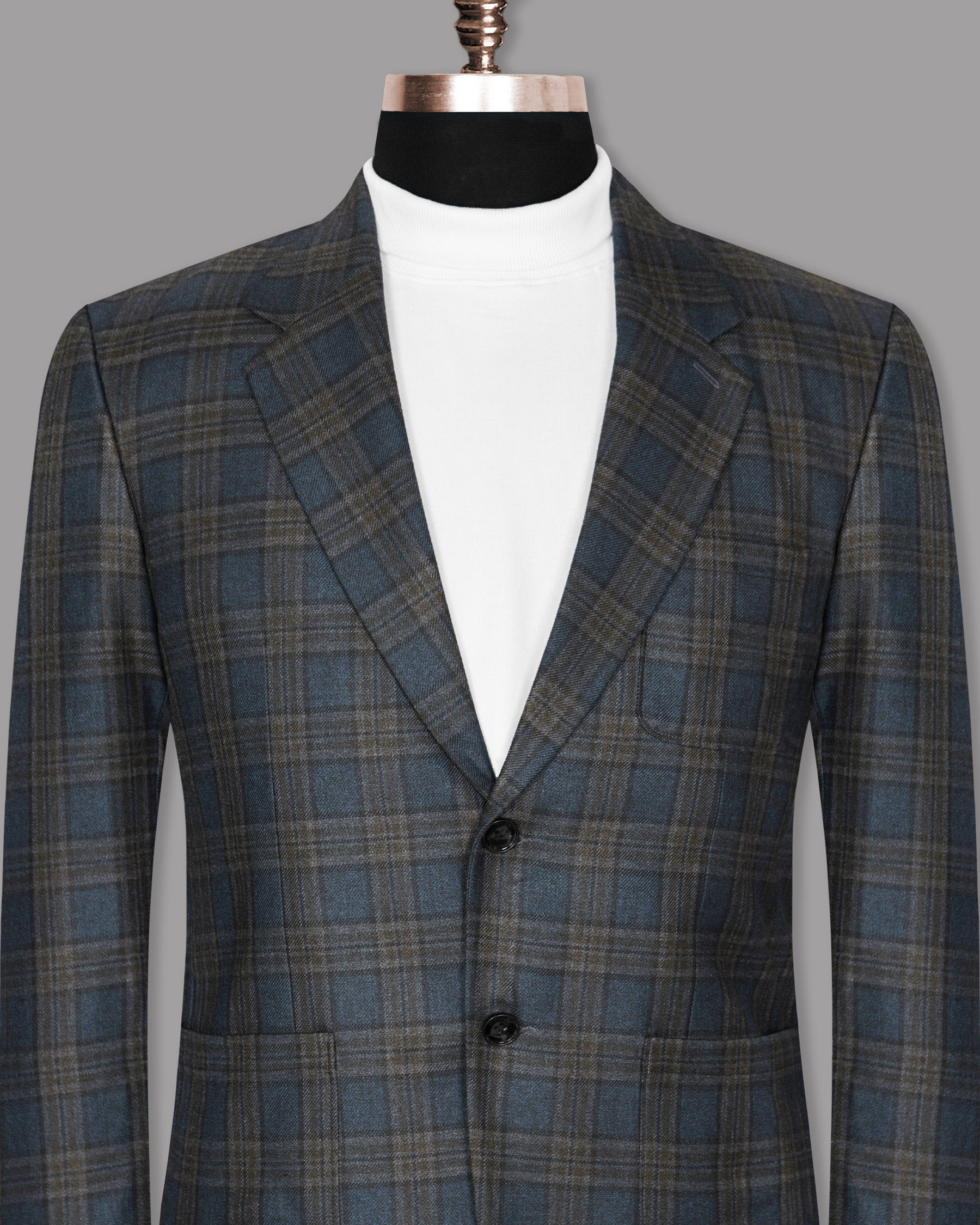 Bayoux Blue with brown Windowpane Wool Rich Blazer BL1066-SB-60, BL1066-SB-44, BL1066-SB-42, BL1066-SB-46, BL1066-SB-50, BL1066-SB-56, BL1066-SB-58, BL1066-SB-36, BL1066-SB-52, BL1066-SB-38, BL1066-SB-40, BL1066-SB-48, BL1066-SB-54