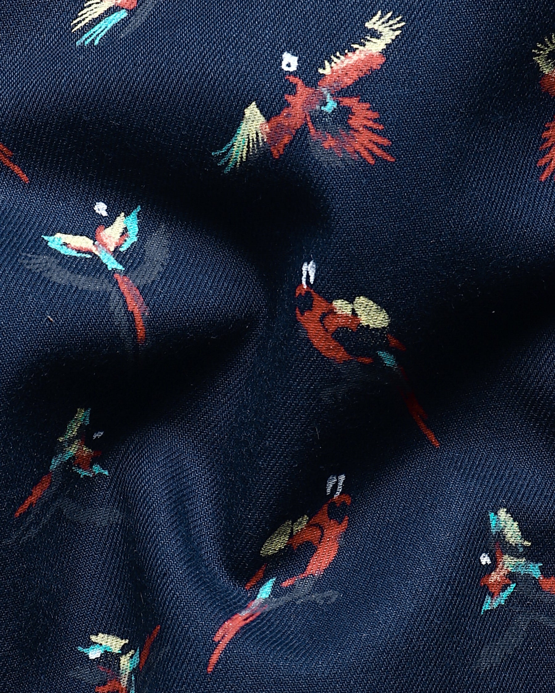 Navy Colorful Parrots Print Designer Blazer