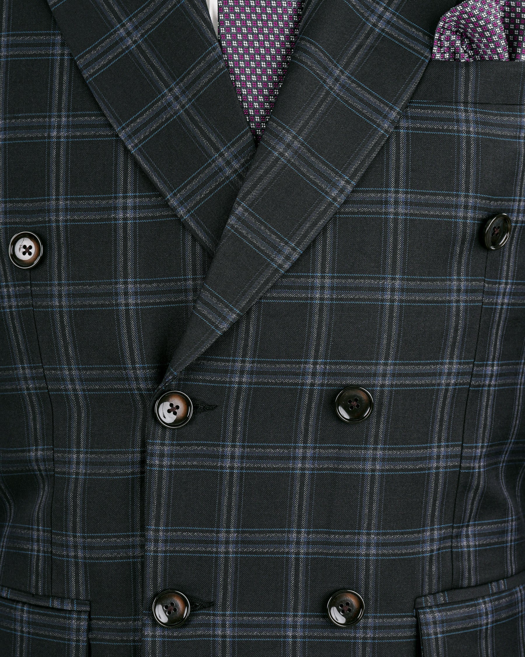 Dark Gray Windowpane Woolrich Double Breasted Blazer