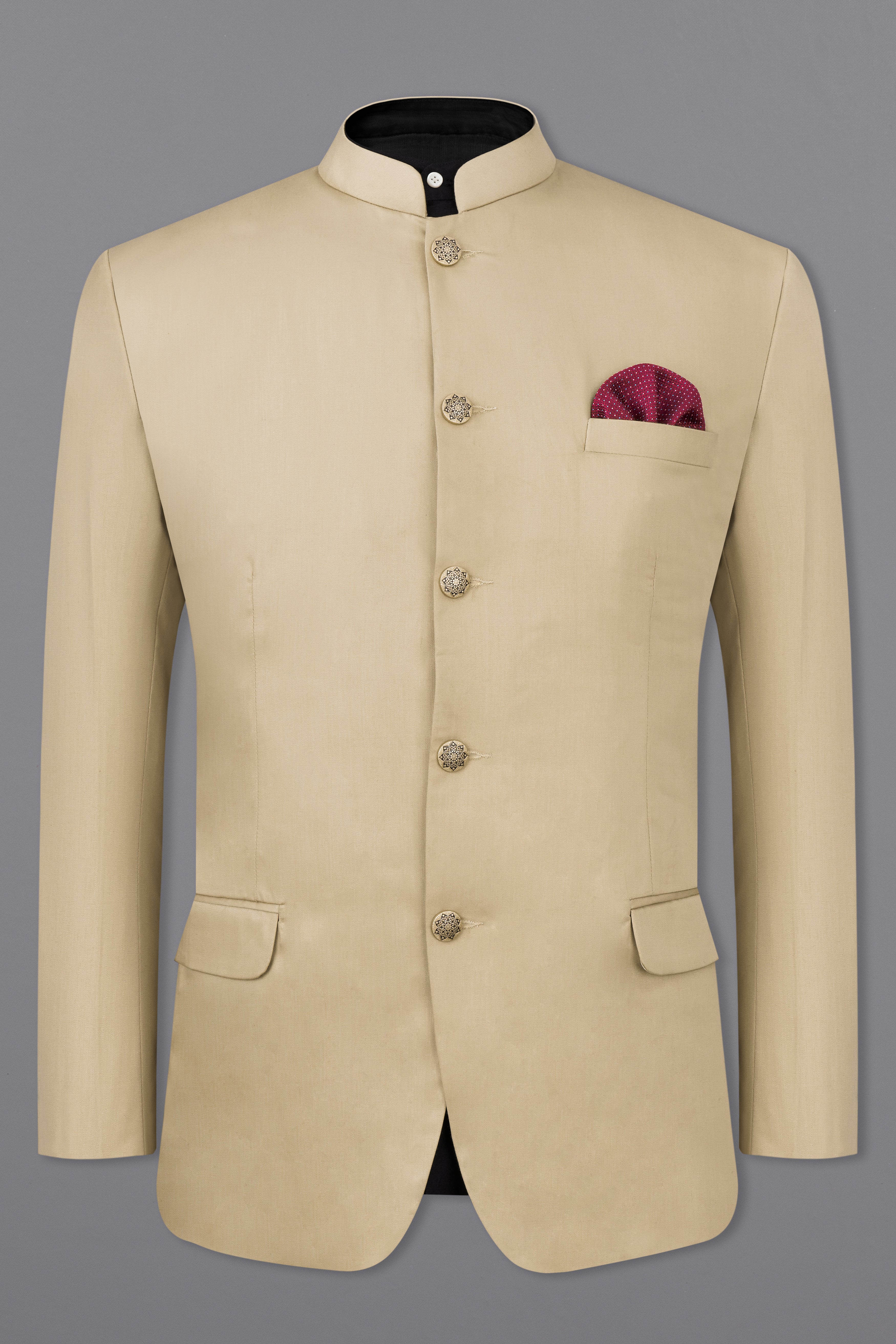 Hazelnut Subtle Sheen Wool rich Bandhgala/Mandarin Blazer