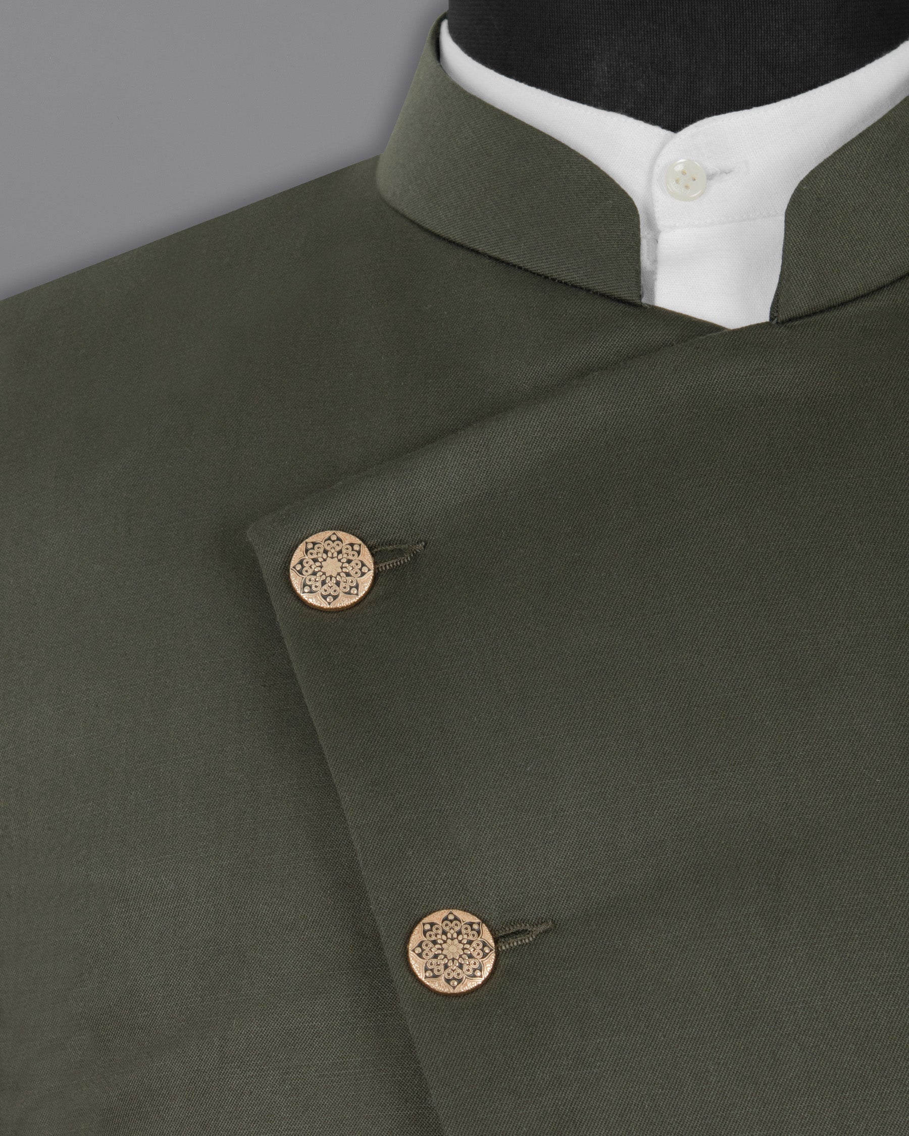 Millbrook Green Cross Buttoned Bandhgala/Mandarin Premium Cotton Blazer BL1297-CBG-36, BL1297-CBG-38, BL1297-CBG-40, BL1297-CBG-42, BL1297-CBG-44, BL1297-CBG-48, BL1297-CBG-46, BL1297-CBG-50, BL1297-CBG-52, BL1297-CBG-54, BL1297-CBG-56, BL1297-CBG-58, BL1297-CBG-60