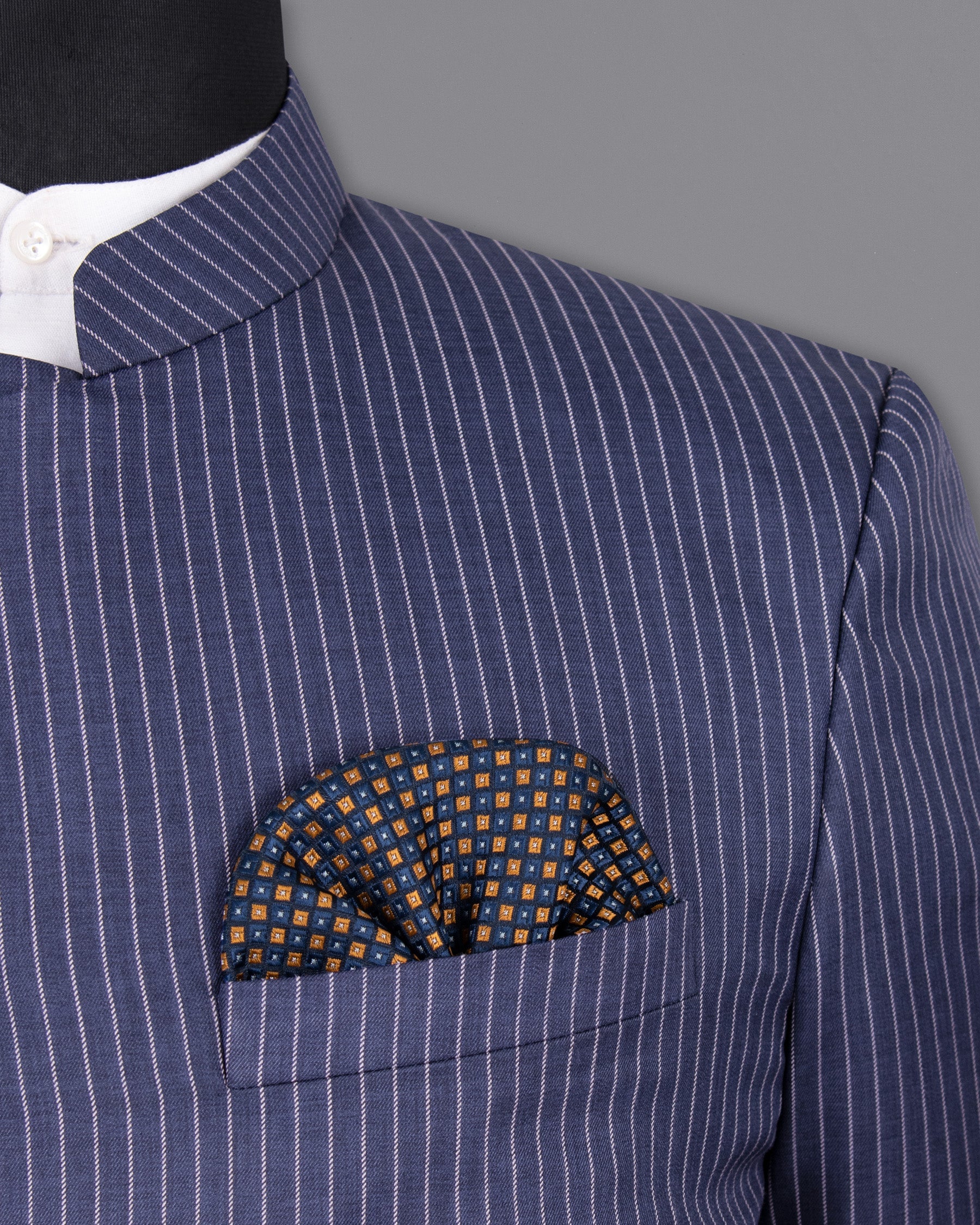 Martinique Blue with Prelude Striped Bandhgala/Mandarin Corduroy Premium Cotton Blazer BL1298-CBG-36, BL1298-CBG-40, BL1298-CBG-44, BL1298-CBG-46, BL1298-CBG-48, BL1298-CBG-50, BL1298-CBG-52, BL1298-CBG-54, BL1298-CBG-56, BL1298-CBG-58, BL1298-CBG-60, BL1298-CBG-38, BL1298-CBG-42