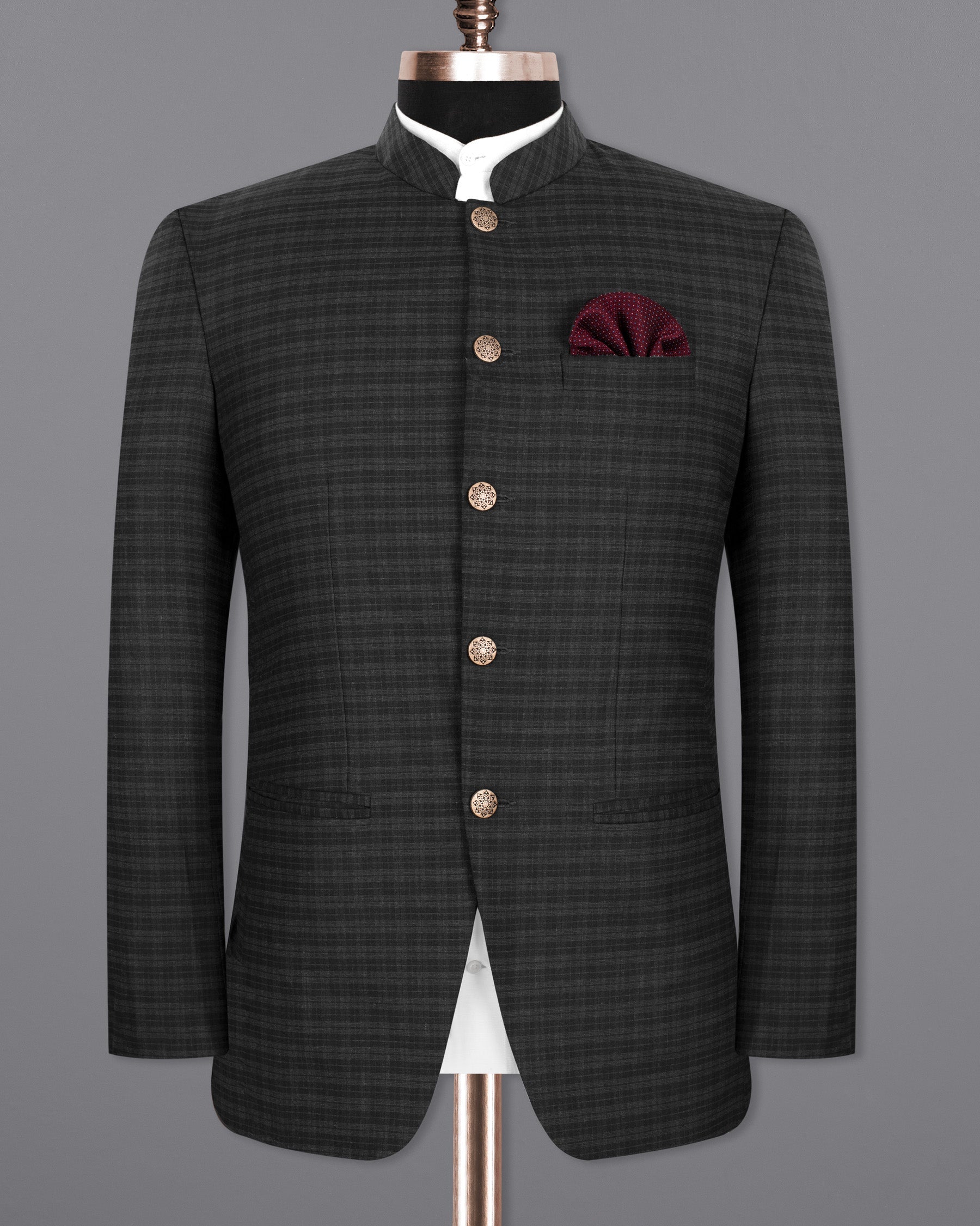 Mine Shaft Black Mandarin/Bandhgala Wool Rich Blazer BL1318-BG-36, BL1318-BG-38, BL1318-BG-40, BL1318-BG-42, BL1318-BG-44, BL1318-BG-46, BL1318-BG-48, BL1318-BG-50, BL1318-BG-52, BL1318-BG-54, BL1318-BG-56, BL1318-BG-58, BL1318-BG-60