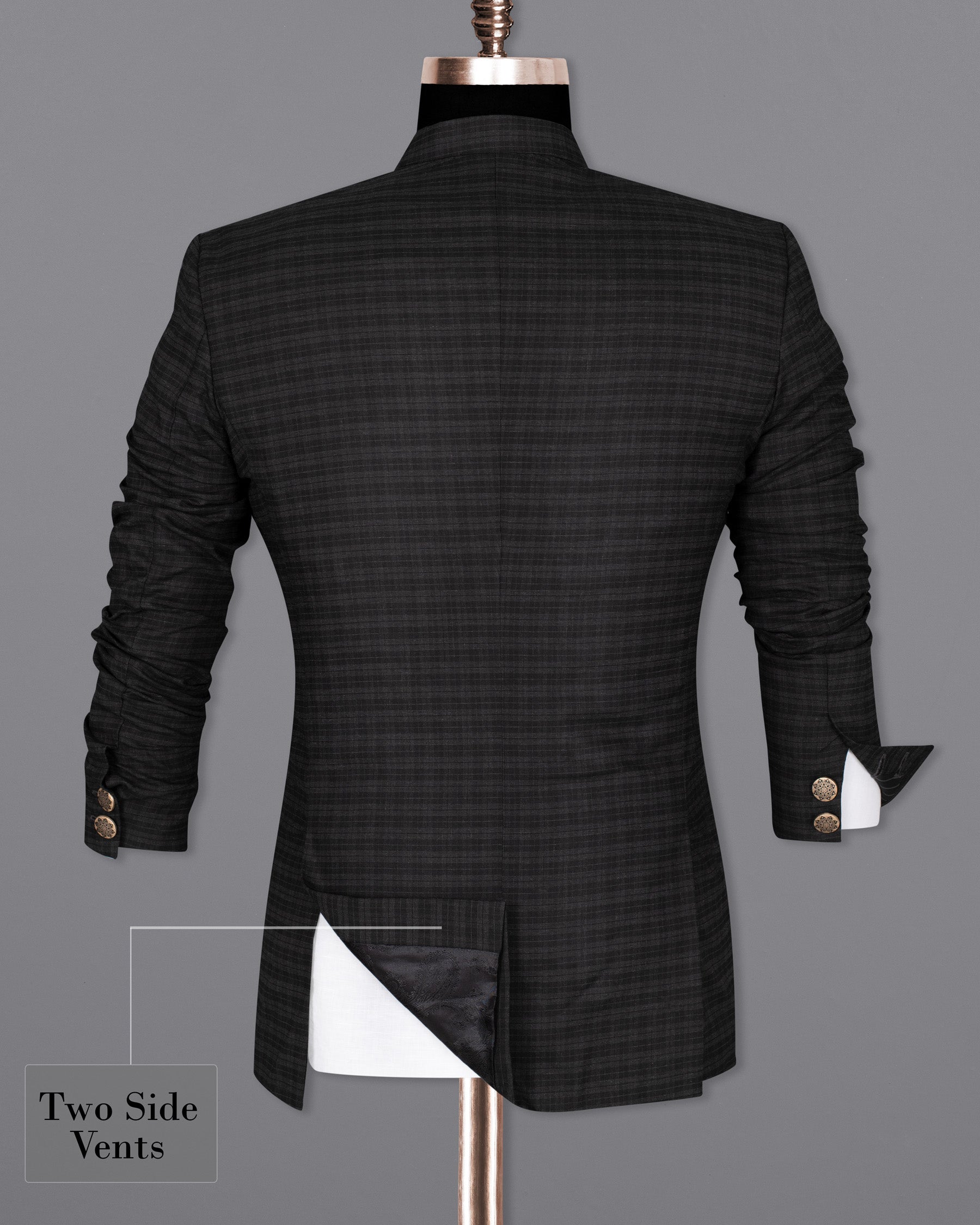 Mine Shaft Black Mandarin/Bandhgala Wool Rich Blazer BL1318-BG-36, BL1318-BG-38, BL1318-BG-40, BL1318-BG-42, BL1318-BG-44, BL1318-BG-46, BL1318-BG-48, BL1318-BG-50, BL1318-BG-52, BL1318-BG-54, BL1318-BG-56, BL1318-BG-58, BL1318-BG-60