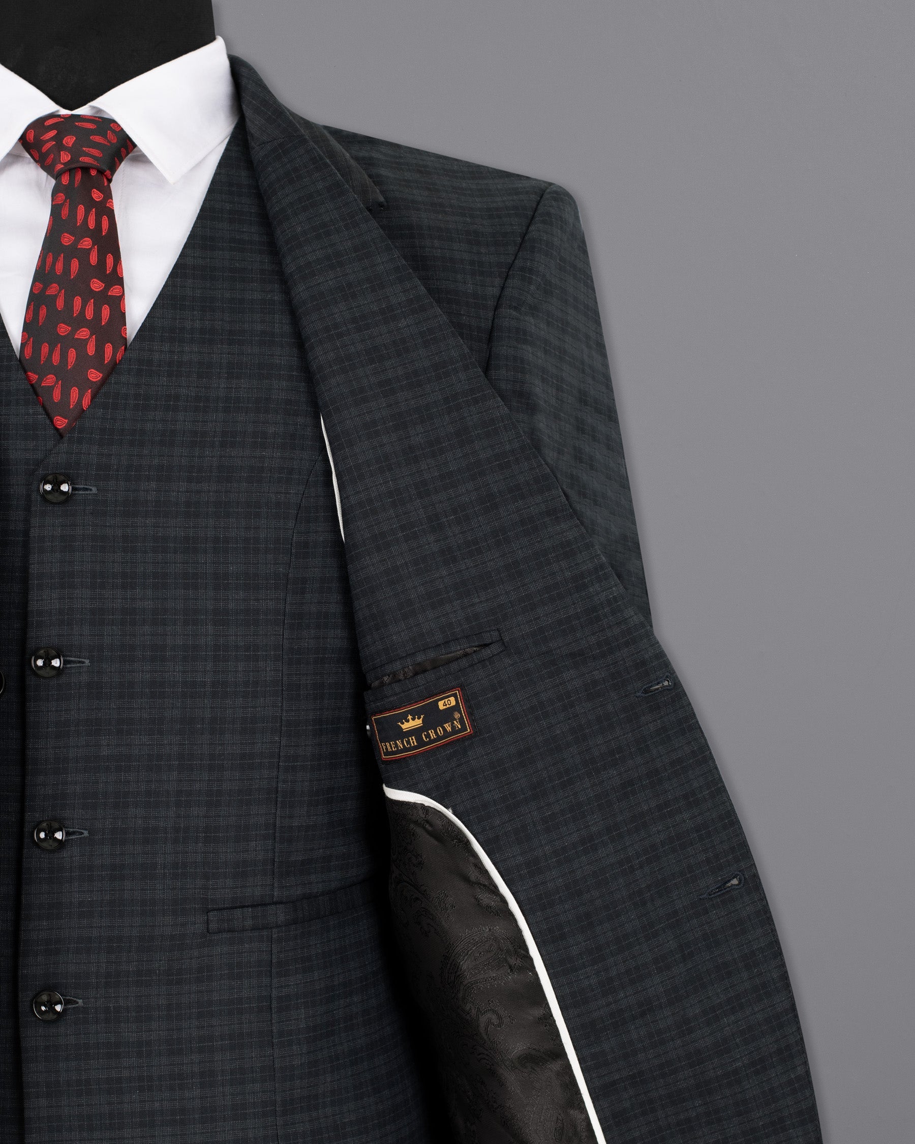 Shark Grey Plaid Wool Rich Blazer BL1325-SB-36, BL1325-SB-38, BL1325-SB-40, BL1325-SB-42, BL1325-SB-44, BL1325-SB-46, BL1325-SB-48, BL1325-SB-50, BL1325-SB-52, BL1325-SB-54, BL1325-SB-56, BL1325-SB-58, BL1325-SB-60