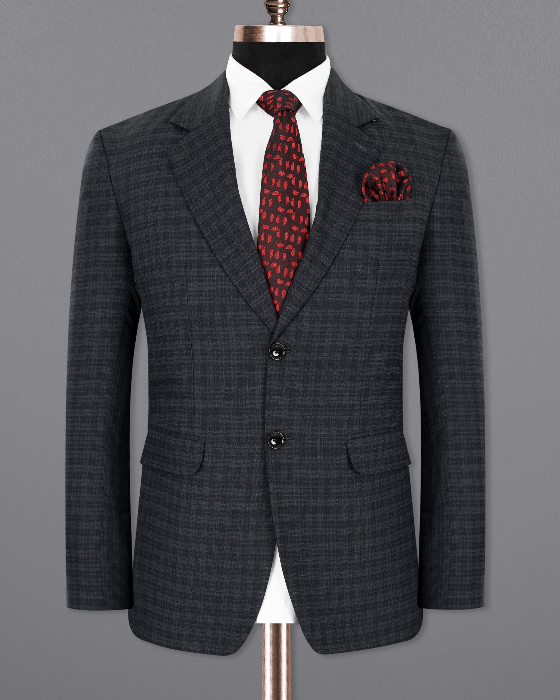 Shark Grey Plaid Wool Rich Blazer BL1325-SB-36, BL1325-SB-38, BL1325-SB-40, BL1325-SB-42, BL1325-SB-44, BL1325-SB-46, BL1325-SB-48, BL1325-SB-50, BL1325-SB-52, BL1325-SB-54, BL1325-SB-56, BL1325-SB-58, BL1325-SB-60