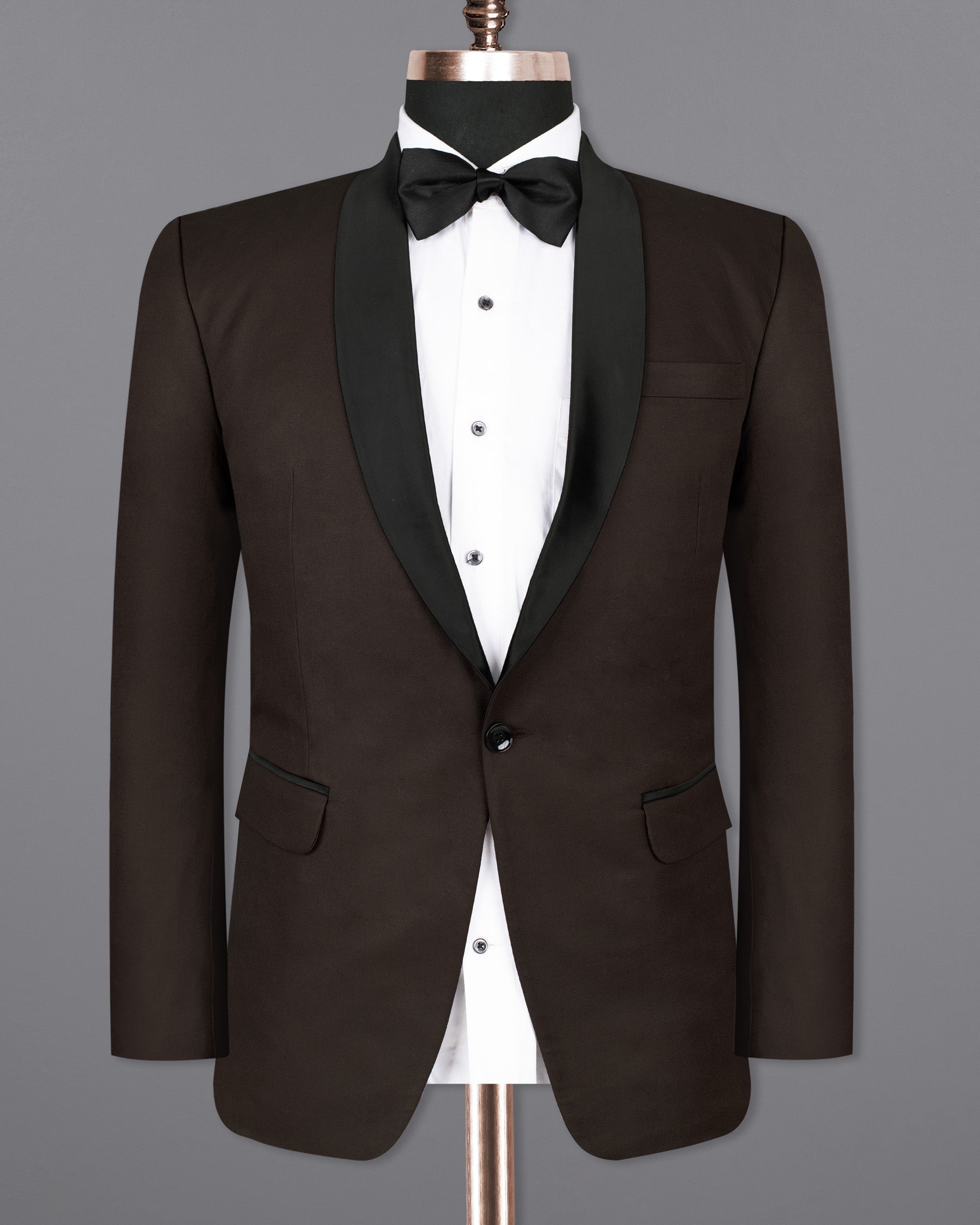 Cocoa Brown Wool Rich Tuxedo Blazer BL1346-BKL-36, BL1346-BKL-38, BL1346-BKL-40, BL1346-BKL-42, BL1346-BKL-44, BL1346-BKL-46, BL1346-BKL-48, BL1346-BKL-50, BL1346-BKL-52, BL1346-BKL-54, BL1346-BKL-56, BL1346-BKL-58, BL1346-BKL-60