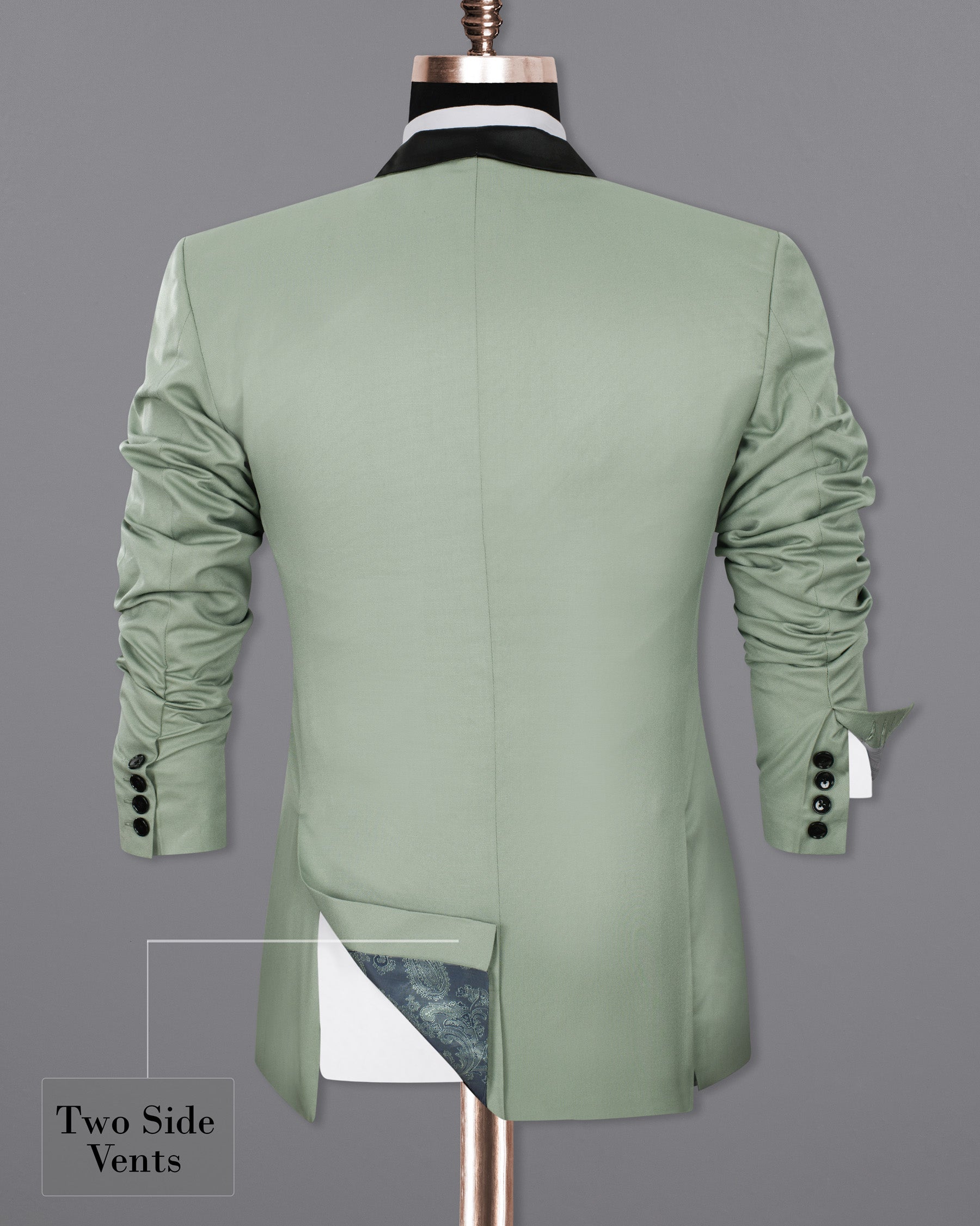 Clay Ash Green Wool Rich Tuxedo Blazer BL1350-BKL-36, BL1350-BKL-38, BL1350-BKL-40, BL1350-BKL-42, BL1350-BKL-44, BL1350-BKL-46, BL1350-BKL-48, BL1350-BKL-50, BL1350-BKL-52, BL1350-BKL-54, BL1350-BKL-56, BL1350-BKL-58, BL1350-BKL-60