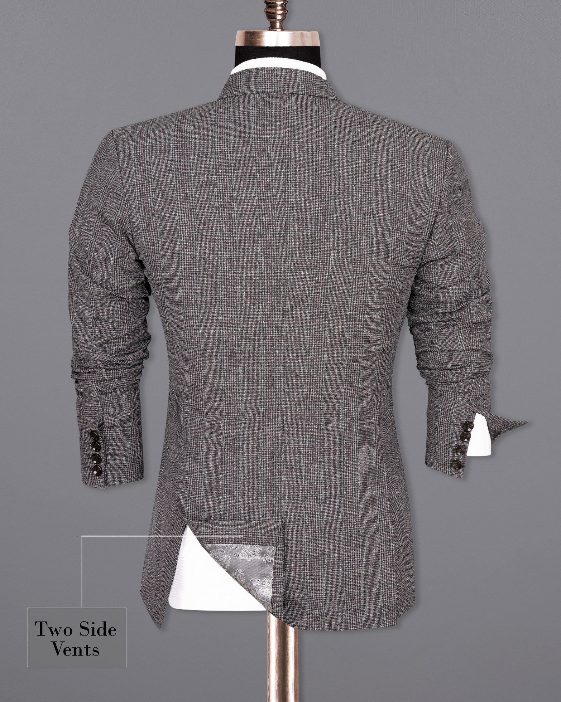 Scorpion Grey Subtle Plaid Double Breasted Wool Rich Blazer BL1365-DB-36, BL1365-DB-38, BL1365-DB-40, BL1365-DB-42, BL1365-DB-44, BL1365-DB-46, BL1365-DB-48, BL1365-DB-50, BL1365-DB-52, BL1365-DB-54, BL1365-DB-56, BL1365-DB-58, BL1365-DB-60