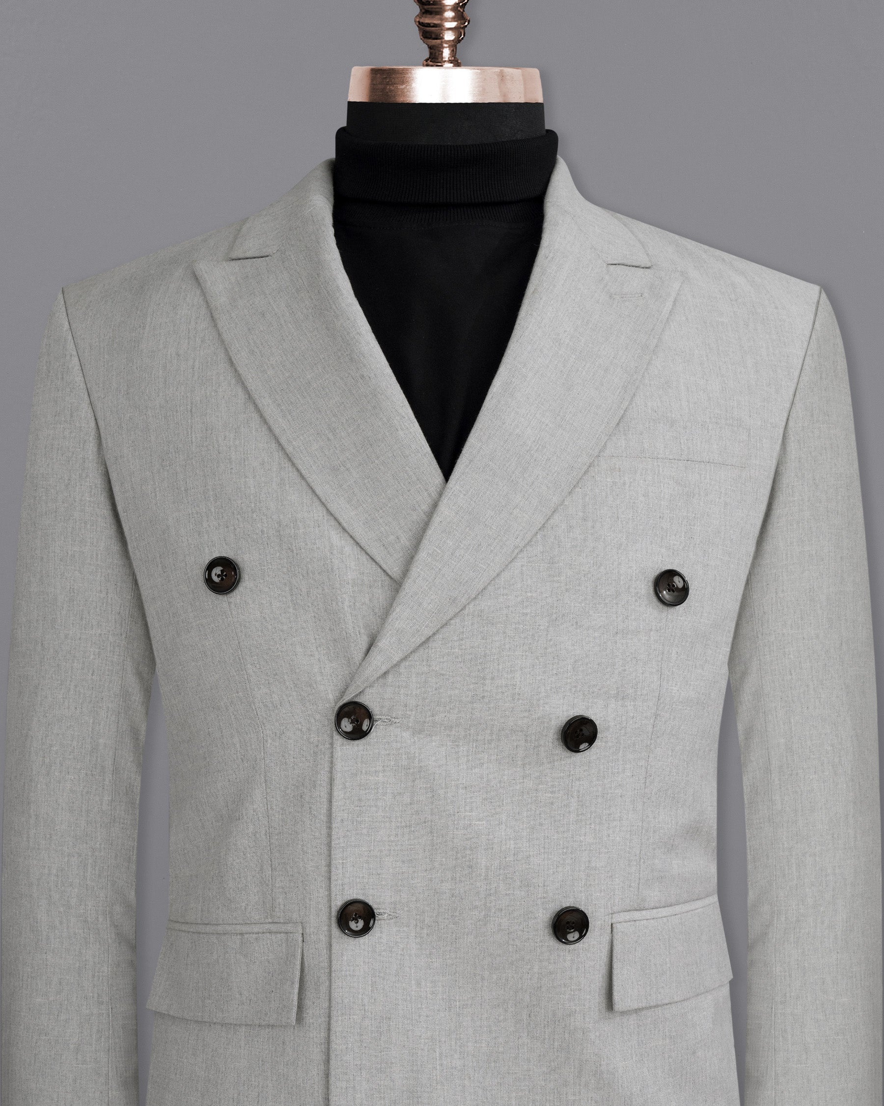 Pumice Grey Double-Breasted Wool Rich Blazer BL1375-DB-36, BL1375-DB-38, BL1375-DB-40, BL1375-DB-42, BL1375-DB-44, BL1375-DB-46, BL1375-DB-48, BL1375-DB-50, BL1375-DB-52, BL1375-DB-54, BL1375-DB-56, BL1375-DB-58, BL1375-DB-60