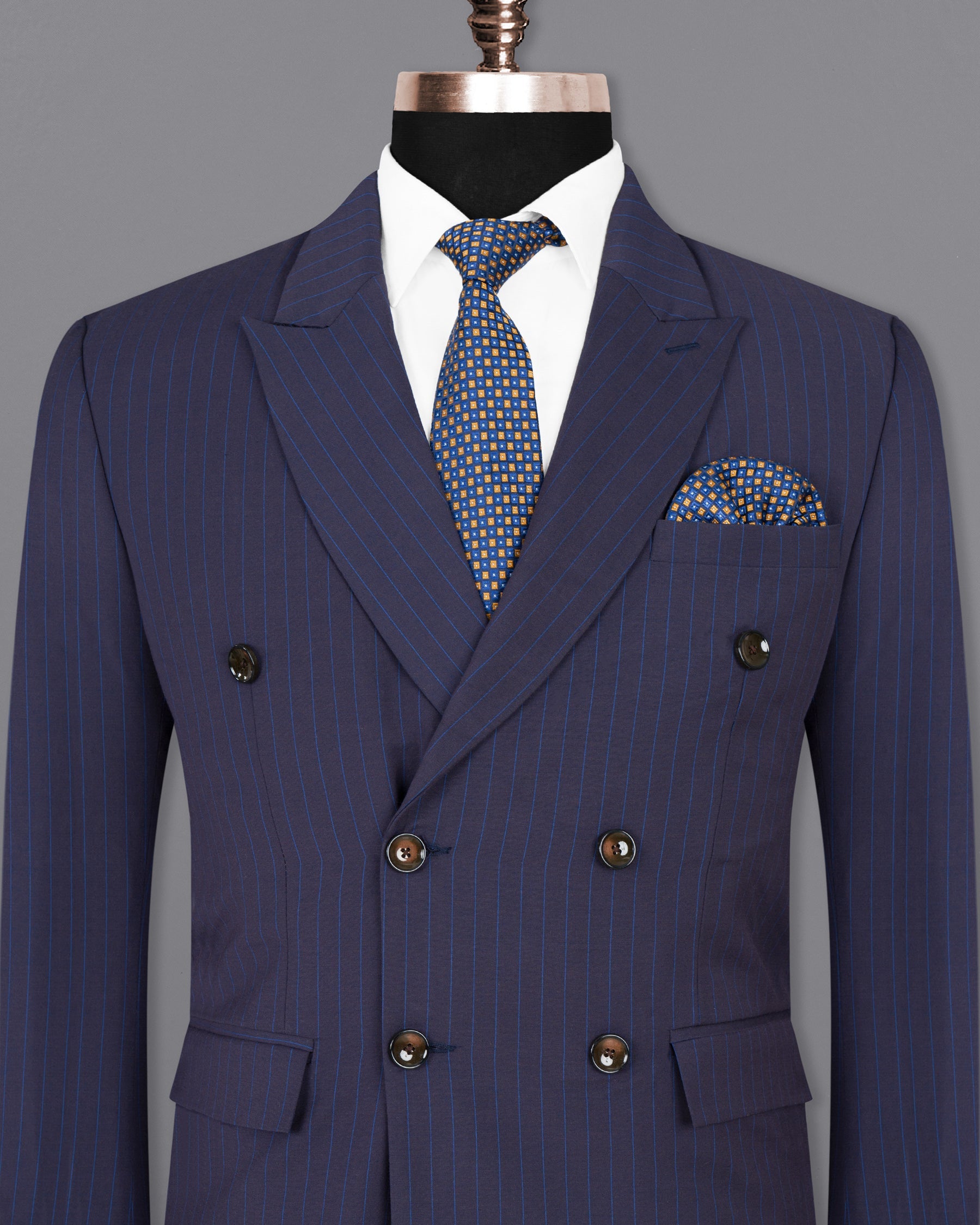 Tuna Blue BLriped Double-BreaBLed Wool Rich Blazer BL1388-DB-36, BL1388-DB-38, BL1388-DB-40, BL1388-DB-42, BL1388-DB-44, BL1388-DB-46, BL1388-DB-48, BL1388-DB-50, BL1388-DB-52, BL1388-DB-54, BL1388-DB-56, BL1388-DB-58, BL1388-DB-60