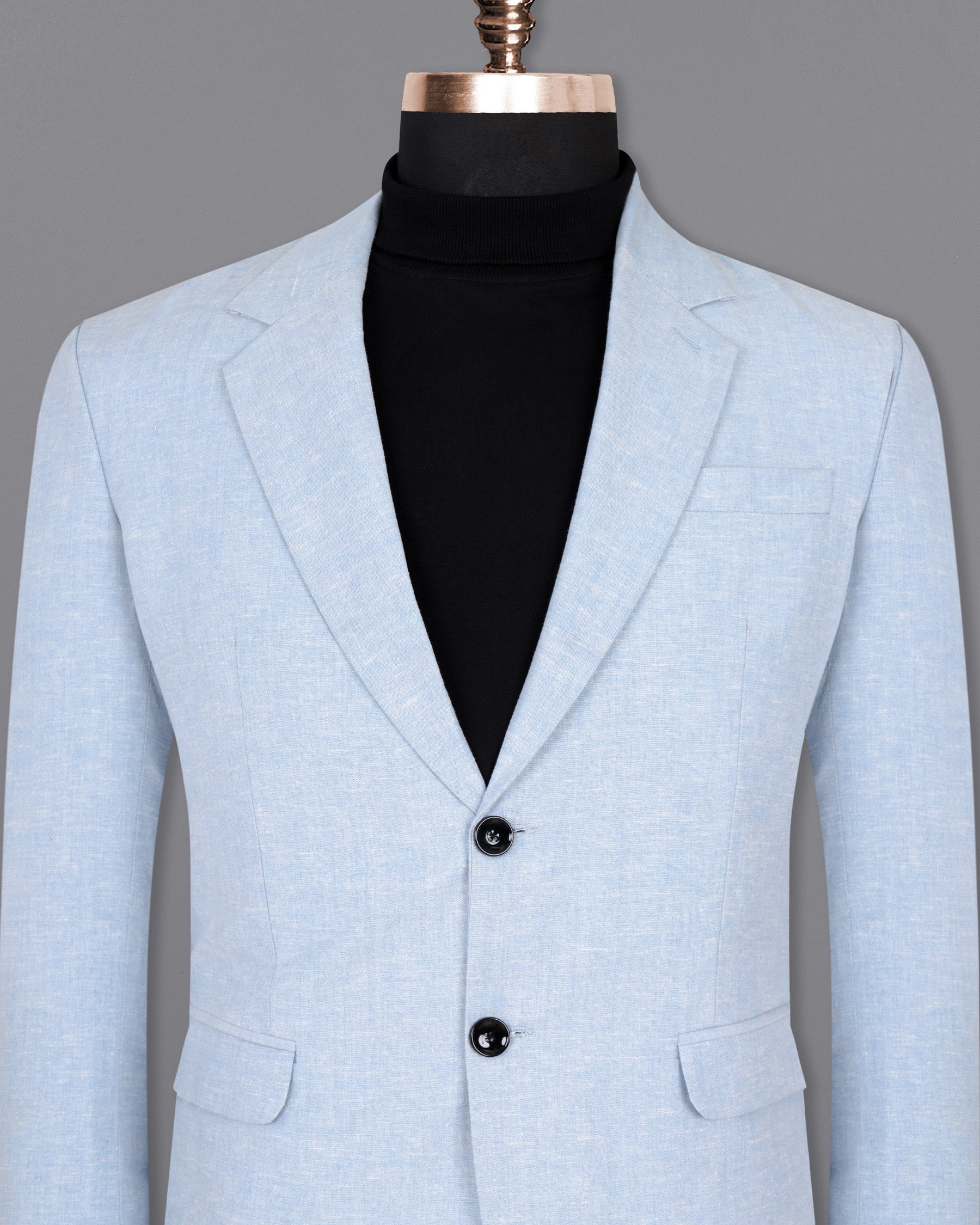 Sky Blue Luxurious Linen Blazer BL1392-SB-36, BL1392-SB-38, BL1392-SB-40, BL1392-SB-42, BL1392-SB-44, BL1392-SB-46, BL1392-SB-48, BL1392-SB-50, BL1392-SB-52, BL1392-SB-54, BL1392-SB-56, BL1392-SB-58, BL1392-SB-60