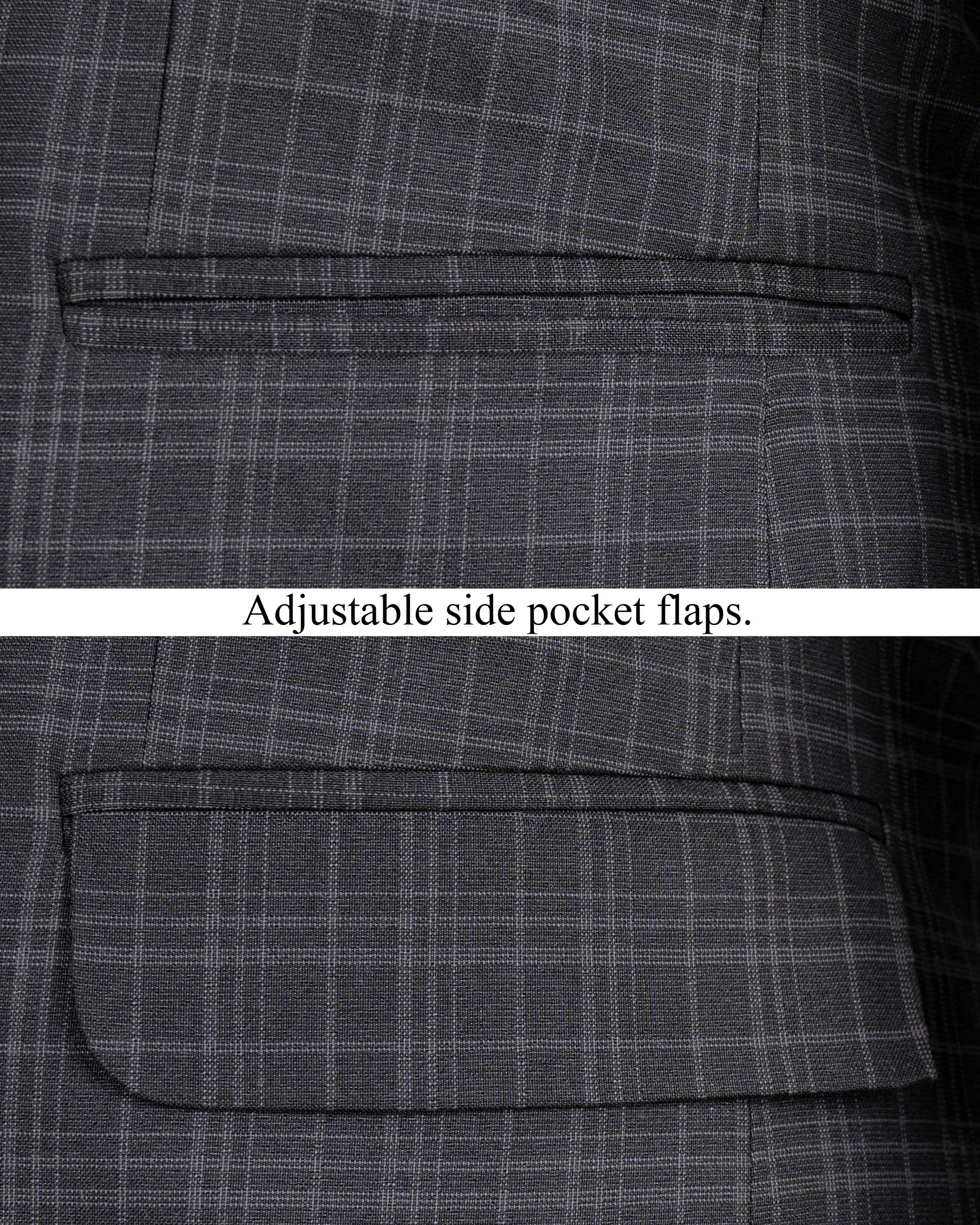 Star Dust and Shark Grey Plaid Cross Button Bandhgala Wool rich Blazer BL1408-CBG-36, BL1408-CBG-38, BL1408-CBG-40, BL1408-CBG-42, BL1408-CBG-44, BL1408-CBG-46, BL1408-CBG-48, BL1408-CBG-50, BL1408-CBG-52, BL1408-CBG-54, BL1408-CBG-56, BL1408-CBG-58, BL1408-CBG-60