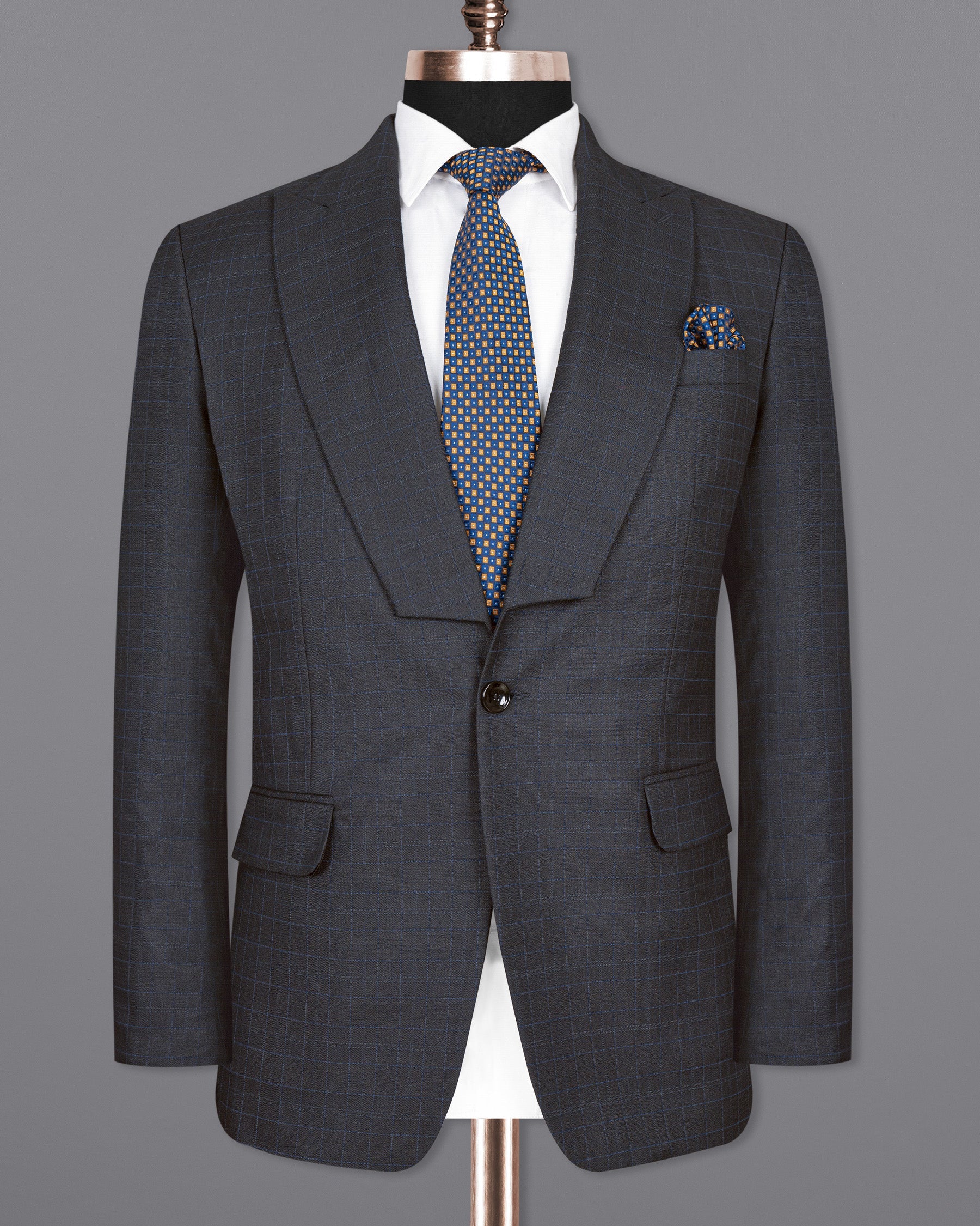 Mine Shaft Grey Plaid Wool Rich Blazer BL1422-D24-36, BL1422-D24-38, BL1422-D24-40, BL1422-D24-42, BL1422-D24-44, BL1422-D24-46, BL1422-D24-48, BL1422-D24-50, BL1422-D24-52, BL1422-D24-54, BL1422-D24-56, BL1422-D24-58, BL1422-D24-60