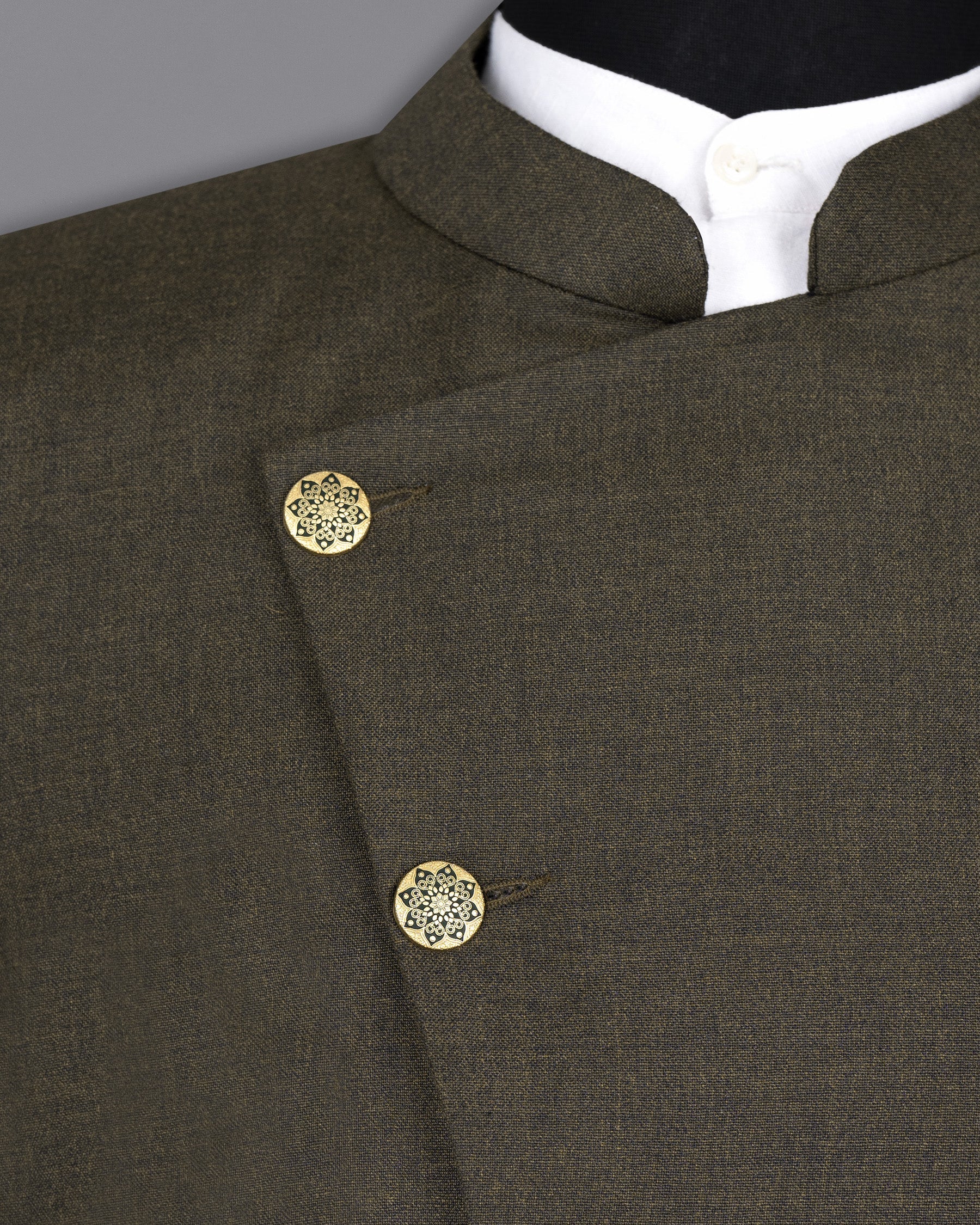 Merlin Green Cross Buttoned Bandhgala Wool Rich Blazer BL1426-CBG-36, BL1426-CBG-38, BL1426-CBG-40, BL1426-CBG-42, BL1426-CBG-44, BL1426-CBG-46, BL1426-CBG-48, BL1426-CBG-50, BL1426-CBG-52, BL1426-CBG-54, BL1426-CBG-56, BL1426-CBG-58, BL1426-CBG-60