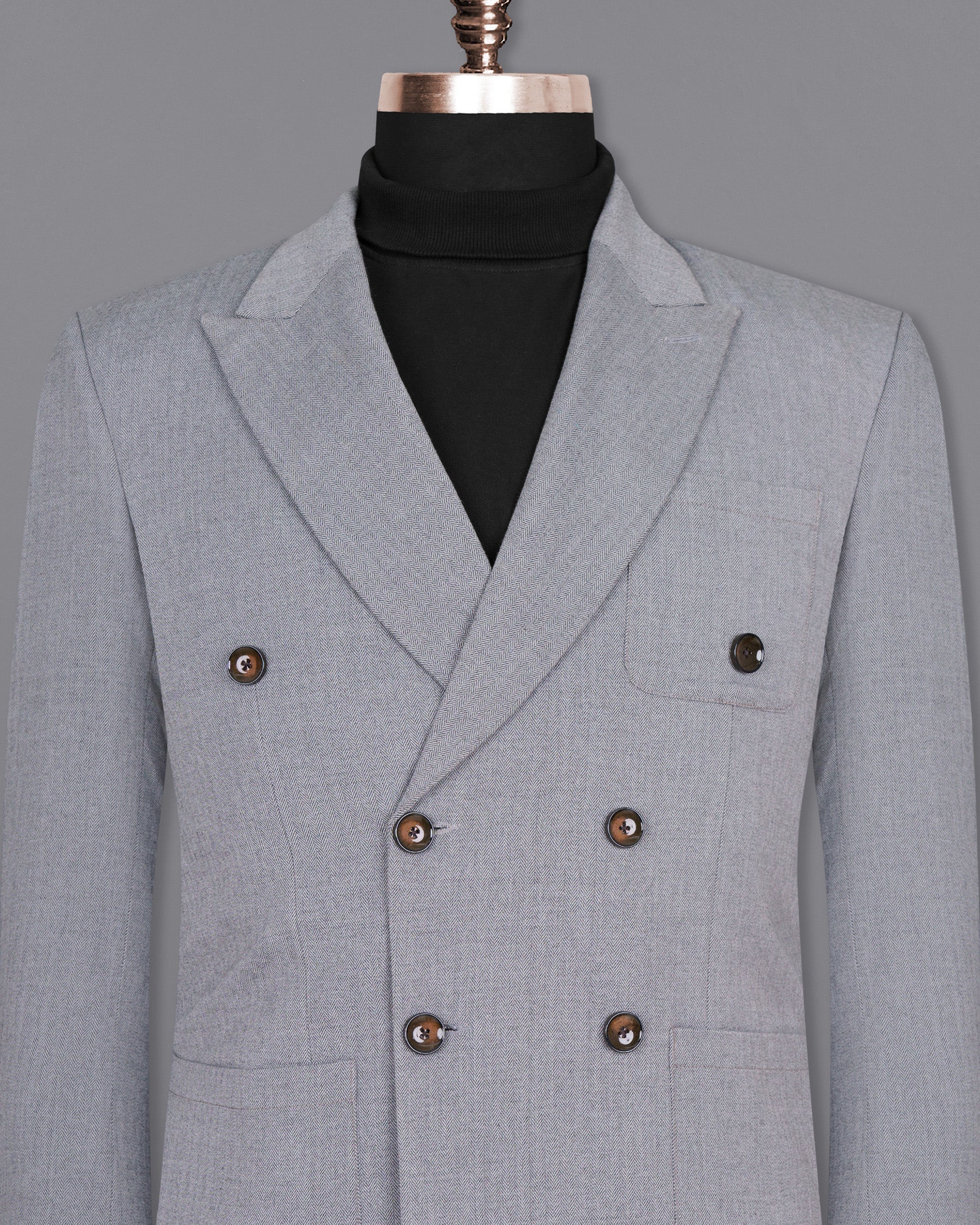 Spun Pearl Grey Herringbone Double-breasted Premium Cotton Sports Blazer BL1435-DB-PP-36,BL1435-DB-PP-38,BL1435-DB-PP-40,BL1435-DB-PP-42,BL1435-DB-PP-44,BL1435-DB-PP-46,BL1435-DB-PP-48,BL1435-DB-PP-50,BL1435-DB-PP-52,BL1435-DB-PP-54,BL1435-DB-PP-56,BL1435-DB-PP-58,BL1435-DB-PP-60