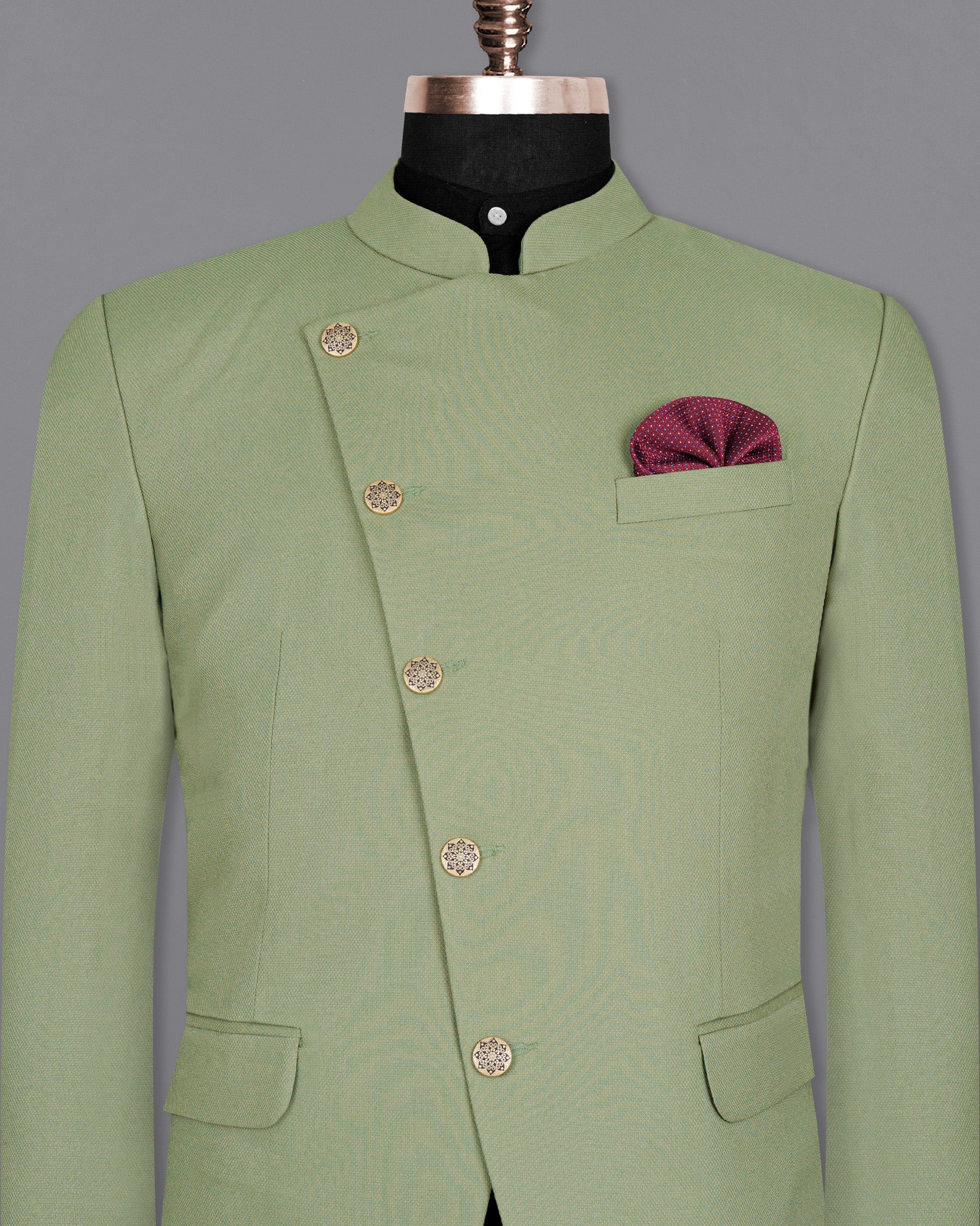 Camouflage Green Cross Buttoned Bandhgala Wool rich Blazer BL1437-CBG-36,BL1437-CBG-38,BL1437-CBG-40,BL1437-CBG-42,BL1437-CBG-44,BL1437-CBG-46,BL1437-CBG-48,BL1437-CBG-50,BL1437-CBG-52,BL1437-CBG-54,BL1437-CBG-56,BL1437-CBG-58,BL1437-CBG-60