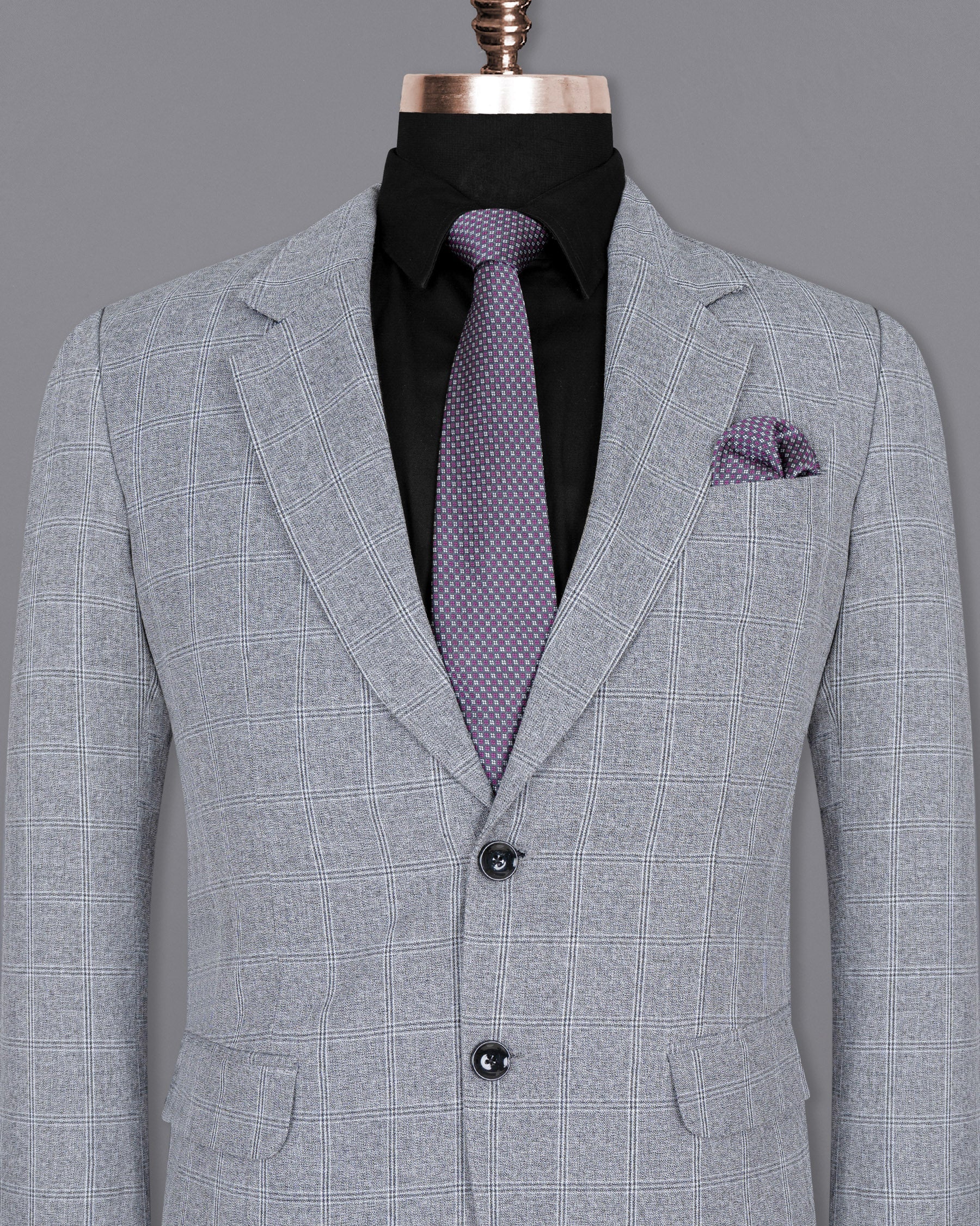 Manatee Grey windowpane Wool Rich Blazer BL1445-SB-36,BL1445-SB-38,BL1445-SB-40,BL1445-SB-42,BL1445-SB-44,BL1445-SB-46,BL1445-SB-48,BL1445-SB-50,BL1445-SB-52,BL1445-SB-54,BL1445-SB-56,BL1445-SB-58,BL1445-SB-60