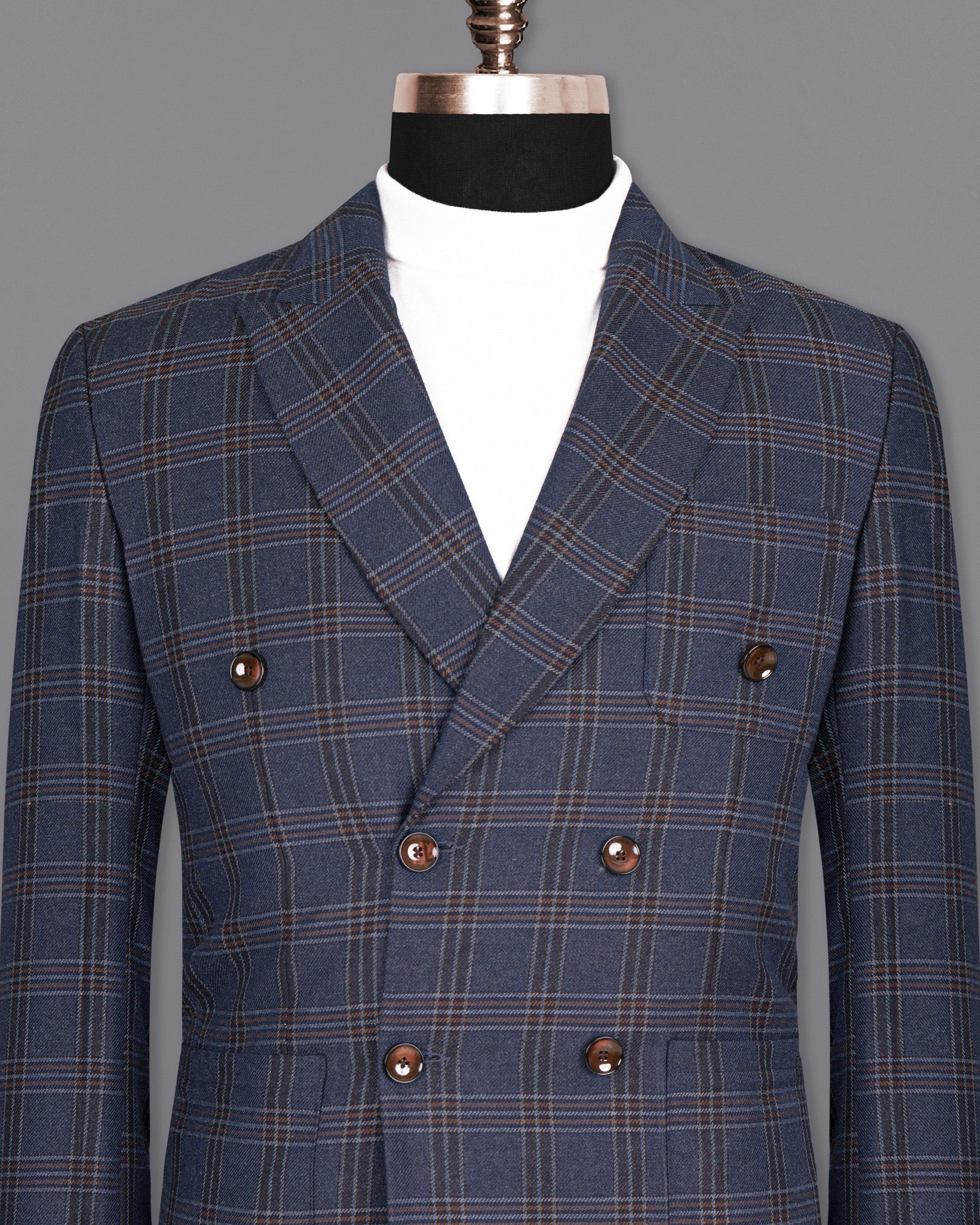 Licorice Blue Plaid heavyweight tweed Wool Rich Double Breasted Blazer  BL1453-DB-PP-36,BL1453-DB-PP-38,BL1453-DB-PP-40,BL1453-DB-PP-42,BL1453-DB-PP-44,BL1453-DB-PP-46,BL1453-DB-PP-48,BL1453-DB-PP-50,BL1453-DB-PP-52,BL1453-DB-PP-54,BL1453-DB-PP-56,BL1453-DB-PP-58,BL1453-DB-PP-60