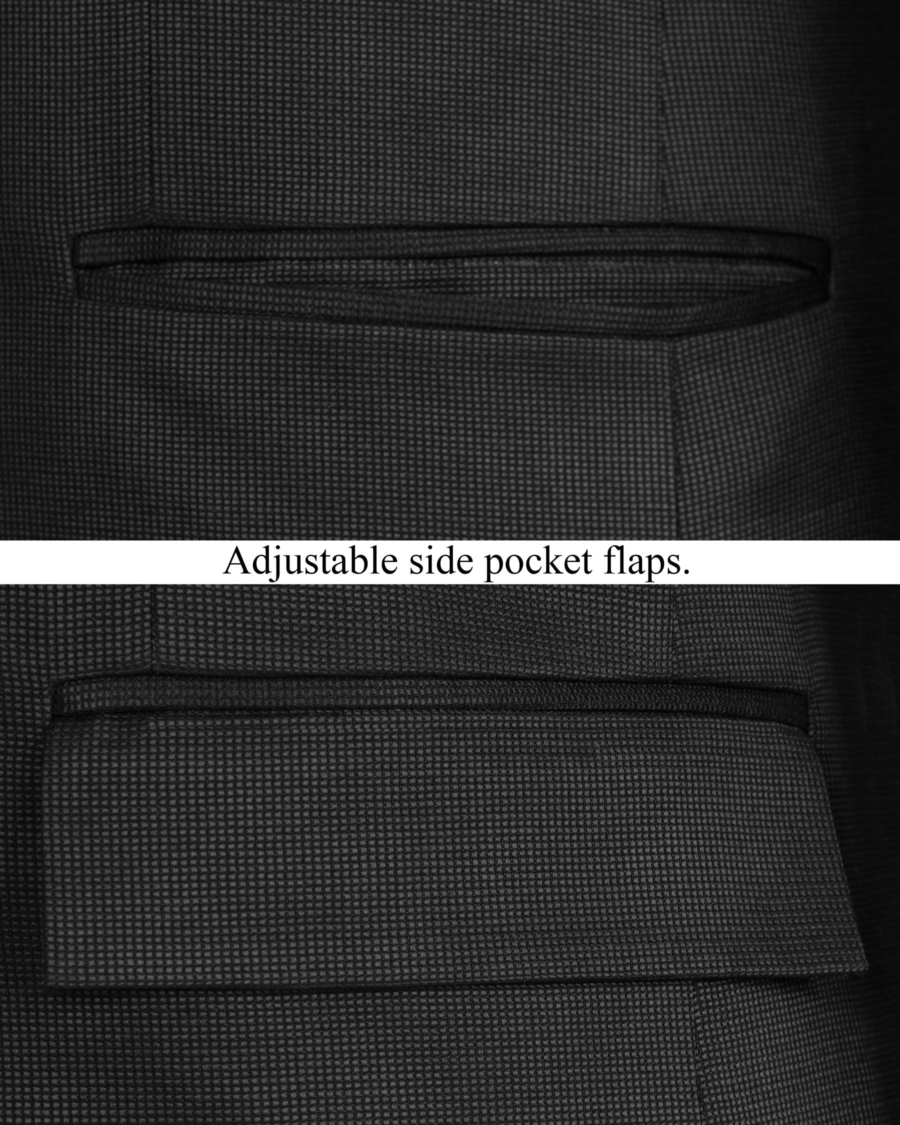 Log Cabin Black Cross Buttoned Wool Rich Bandhgala Blazer BL1454-CBG2-36,BL1454-CBG2-38,BL1454-CBG2-40,BL1454-CBG2-42,BL1454-CBG2-44,BL1454-CBG2-46,BL1454-CBG2-48,BL1454-CBG2-50,BL1454-CBG2-52,BL1454-CBG2-54,BL1454-CBG2-56,BL1454-CBG2-58,BL1454-CBG2-60