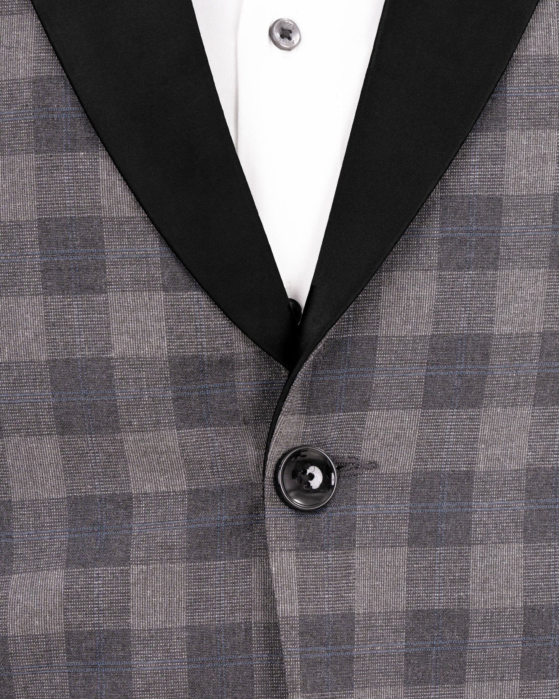 Nobel and Chicago Grey Plaid Wool Rich Tuxedo Blazer