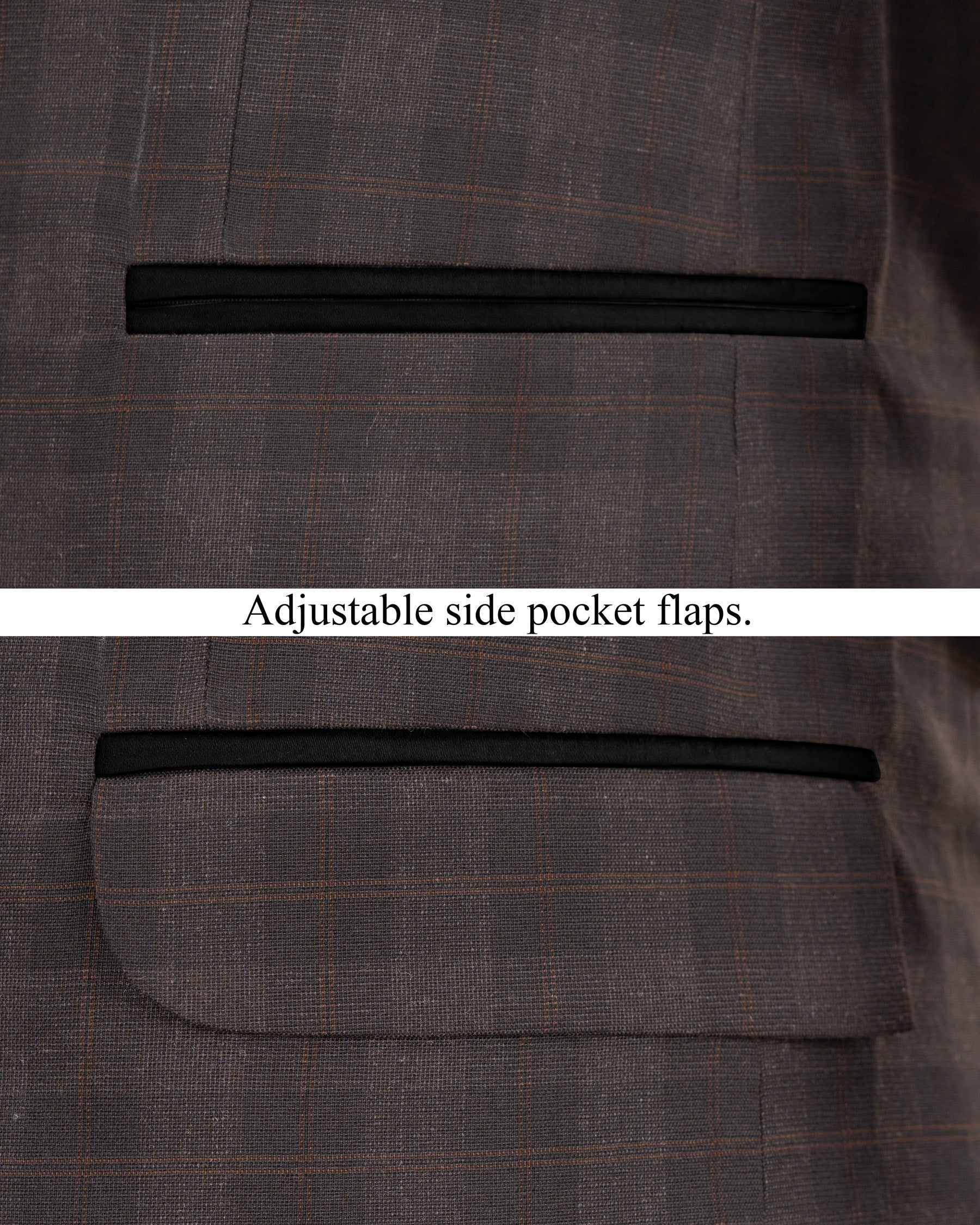 Thunder and Spice Brown Plaid Wool Rich Tuxedo Blazer BL1458-BKL-36,BL1458-BKL-38,BL1458-BKL-40,BL1458-BKL-42,BL1458-BKL-44,BL1458-BKL-46,BL1458-BKL-48,BL1458-BKL-50,BL1458-BKL-52,BL1458-BKL-54,BL1458-BKL-56,BL1458-BKL-58,BL1458-BKL-60