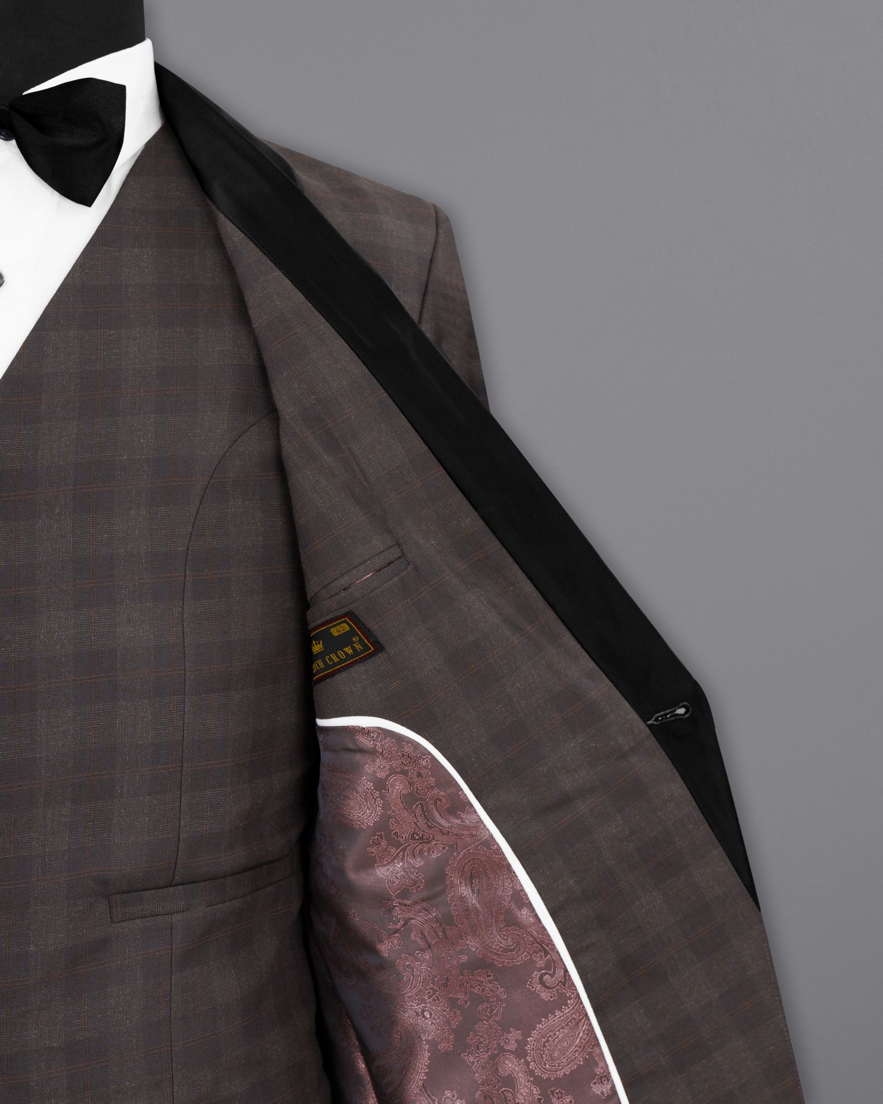 Thunder and Spice Brown Plaid Wool Rich Tuxedo Blazer BL1458-BKL-36,BL1458-BKL-38,BL1458-BKL-40,BL1458-BKL-42,BL1458-BKL-44,BL1458-BKL-46,BL1458-BKL-48,BL1458-BKL-50,BL1458-BKL-52,BL1458-BKL-54,BL1458-BKL-56,BL1458-BKL-58,BL1458-BKL-60