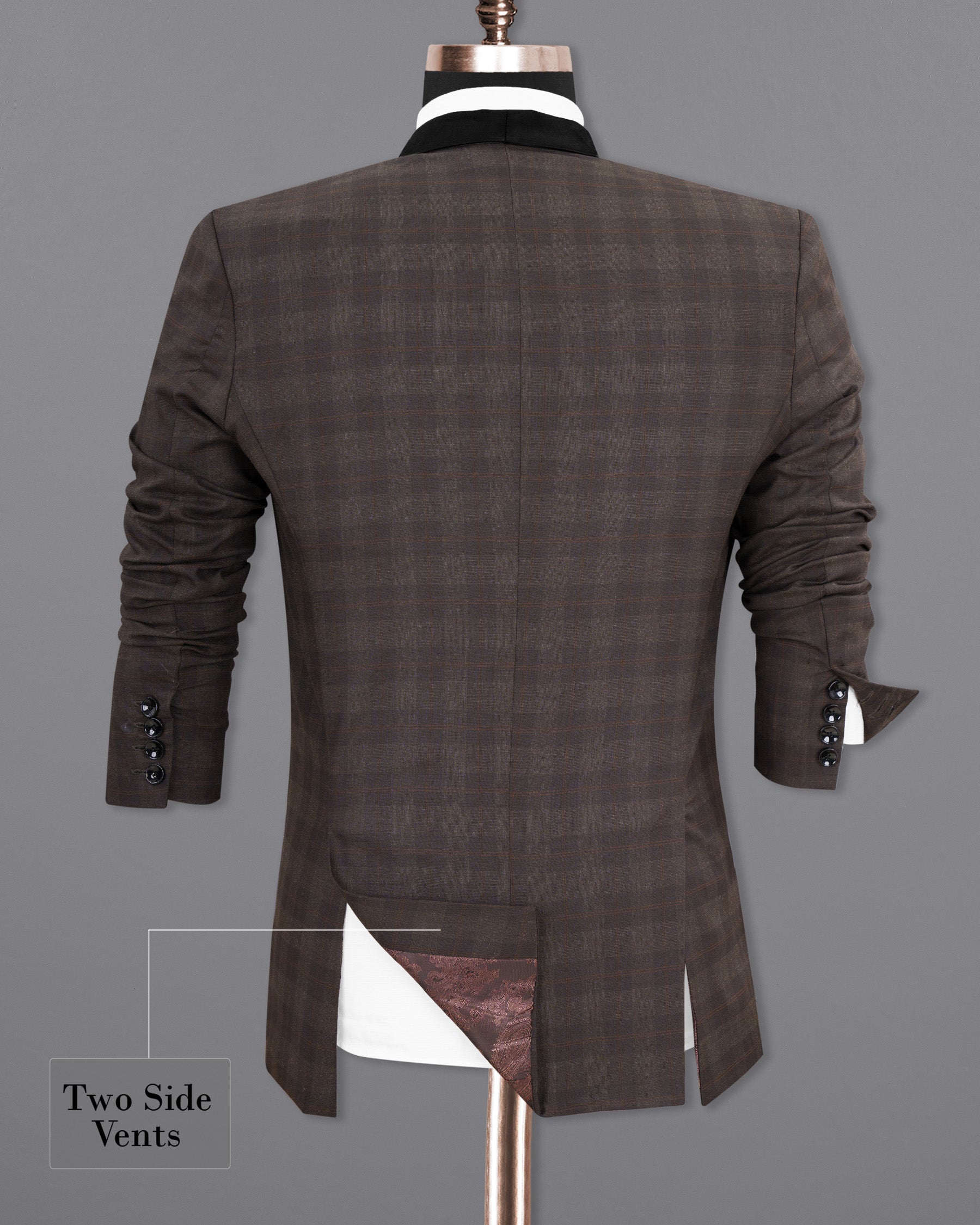 Thunder and Spice Brown Plaid Wool Rich Tuxedo Blazer BL1458-BKL-36,BL1458-BKL-38,BL1458-BKL-40,BL1458-BKL-42,BL1458-BKL-44,BL1458-BKL-46,BL1458-BKL-48,BL1458-BKL-50,BL1458-BKL-52,BL1458-BKL-54,BL1458-BKL-56,BL1458-BKL-58,BL1458-BKL-60