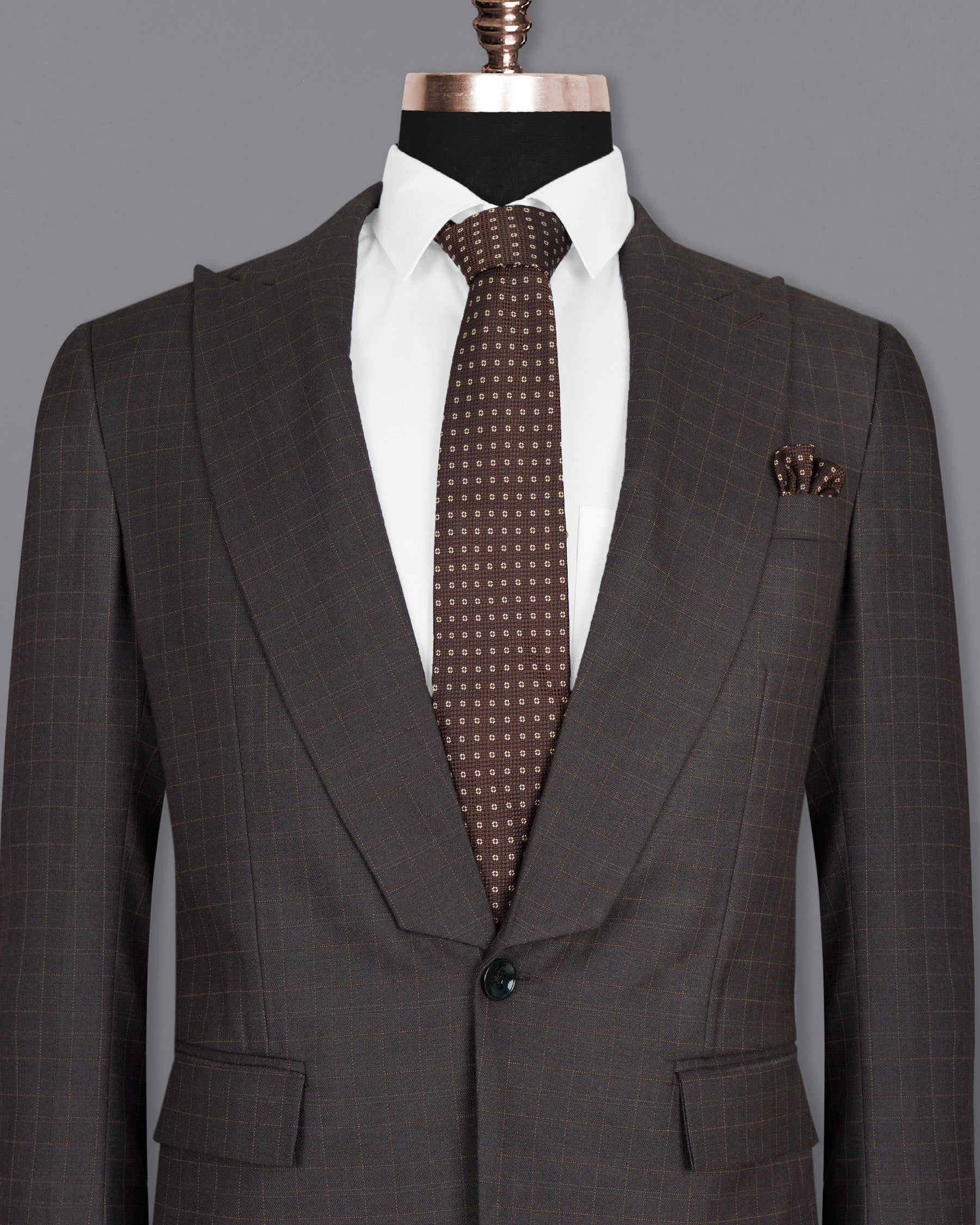 Brown Plaid Wool Rich Blazer BL1465-D22-36,BL1465-D22-38,BL1465-D22-40,BL1465-D22-42,BL1465-D22-44,BL1465-D22-46,BL1465-D22-48,BL1465-D22-50,BL1465-D22-52,BL1465-D22-54,BL1465-D22-56,BL1465-D22-58,BL1465-D22-60