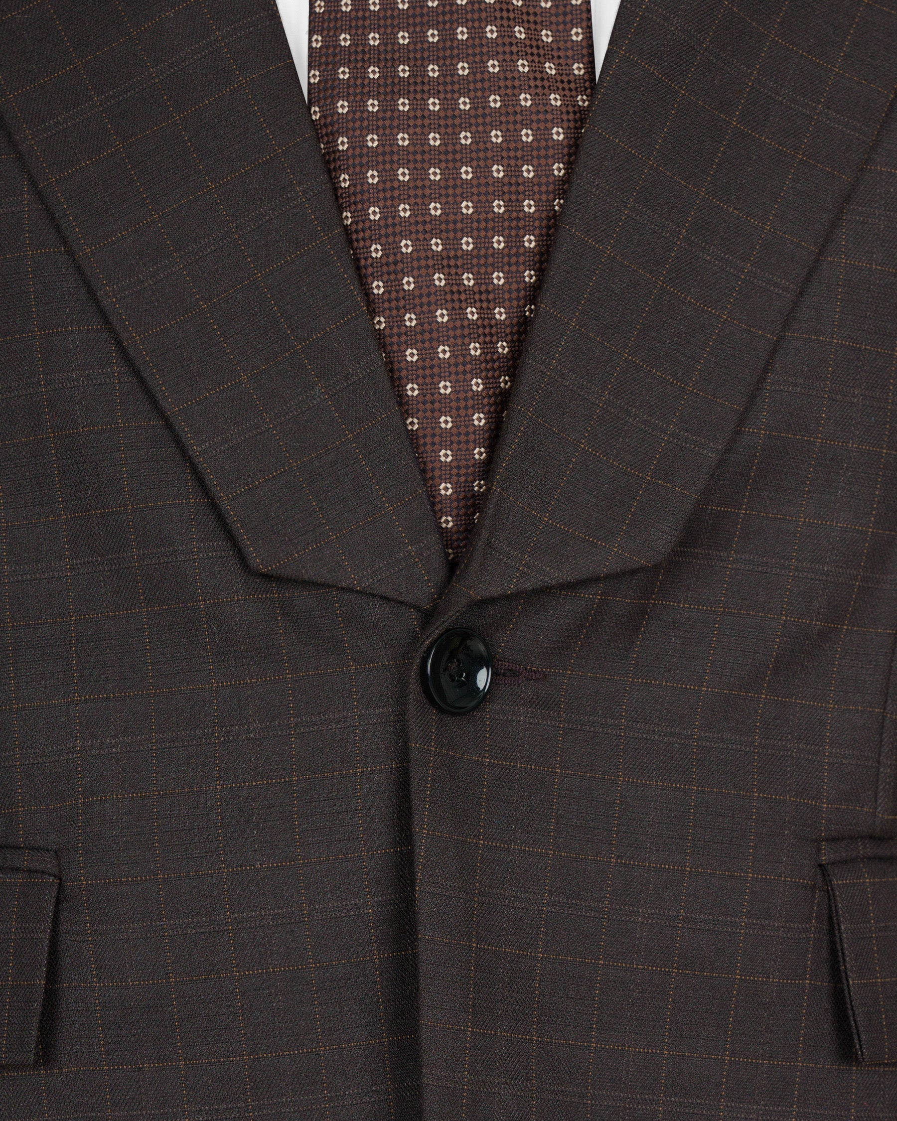 Brown Plaid Wool Rich Blazer BL1465-D22-36,BL1465-D22-38,BL1465-D22-40,BL1465-D22-42,BL1465-D22-44,BL1465-D22-46,BL1465-D22-48,BL1465-D22-50,BL1465-D22-52,BL1465-D22-54,BL1465-D22-56,BL1465-D22-58,BL1465-D22-60