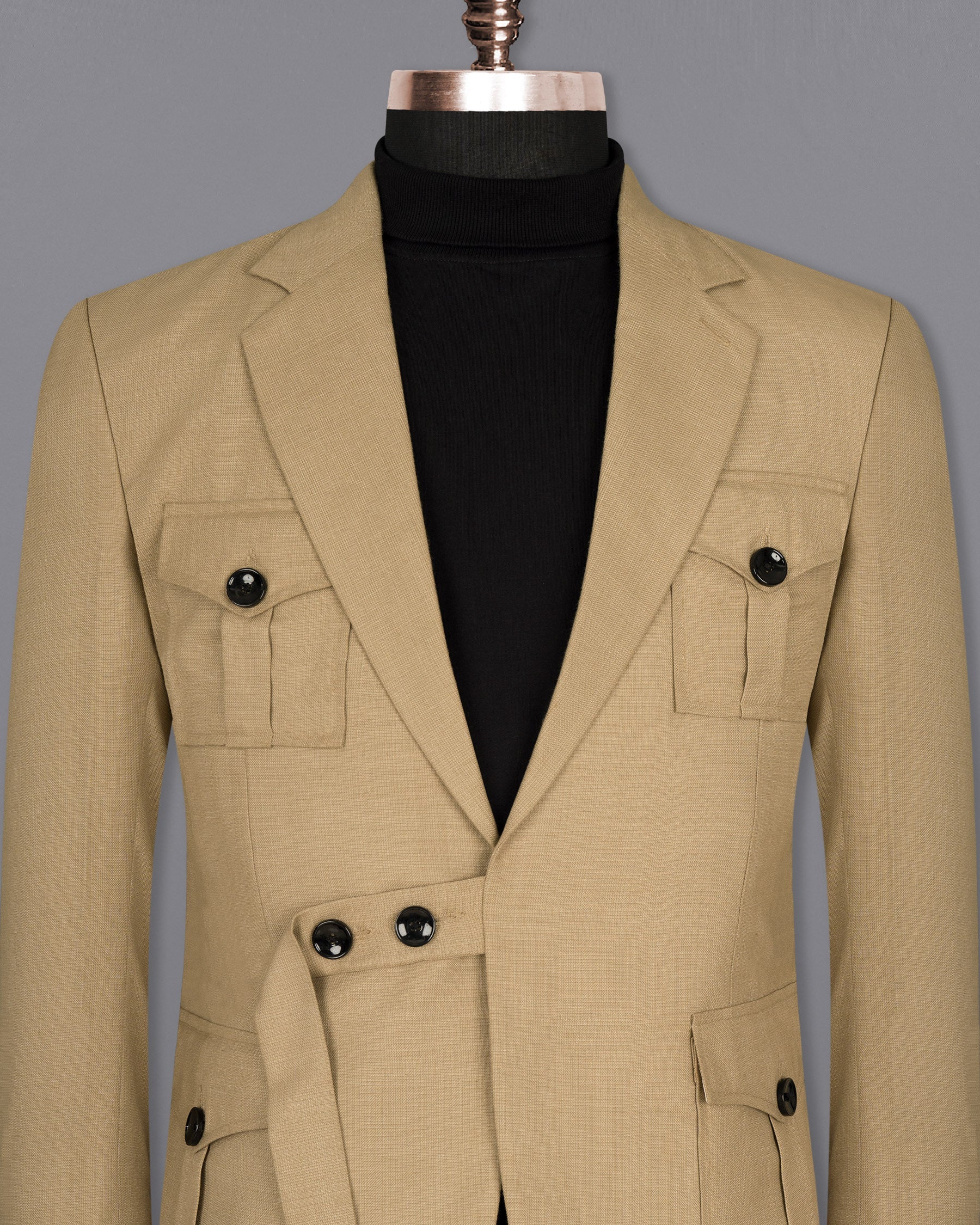 Calico Cream Patch Pockets Sports Blazer BL1466-D3-36,BL1466-D3-38,BL1466-D3-40,BL1466-D3-42,BL1466-D3-44,BL1466-D3-46,BL1466-D3-48,BL1466-D3-50,BL1466-D3-52,BL1466-D3-54,BL1466-D3-56,BL1466-D3-58,BL1466-D3-60