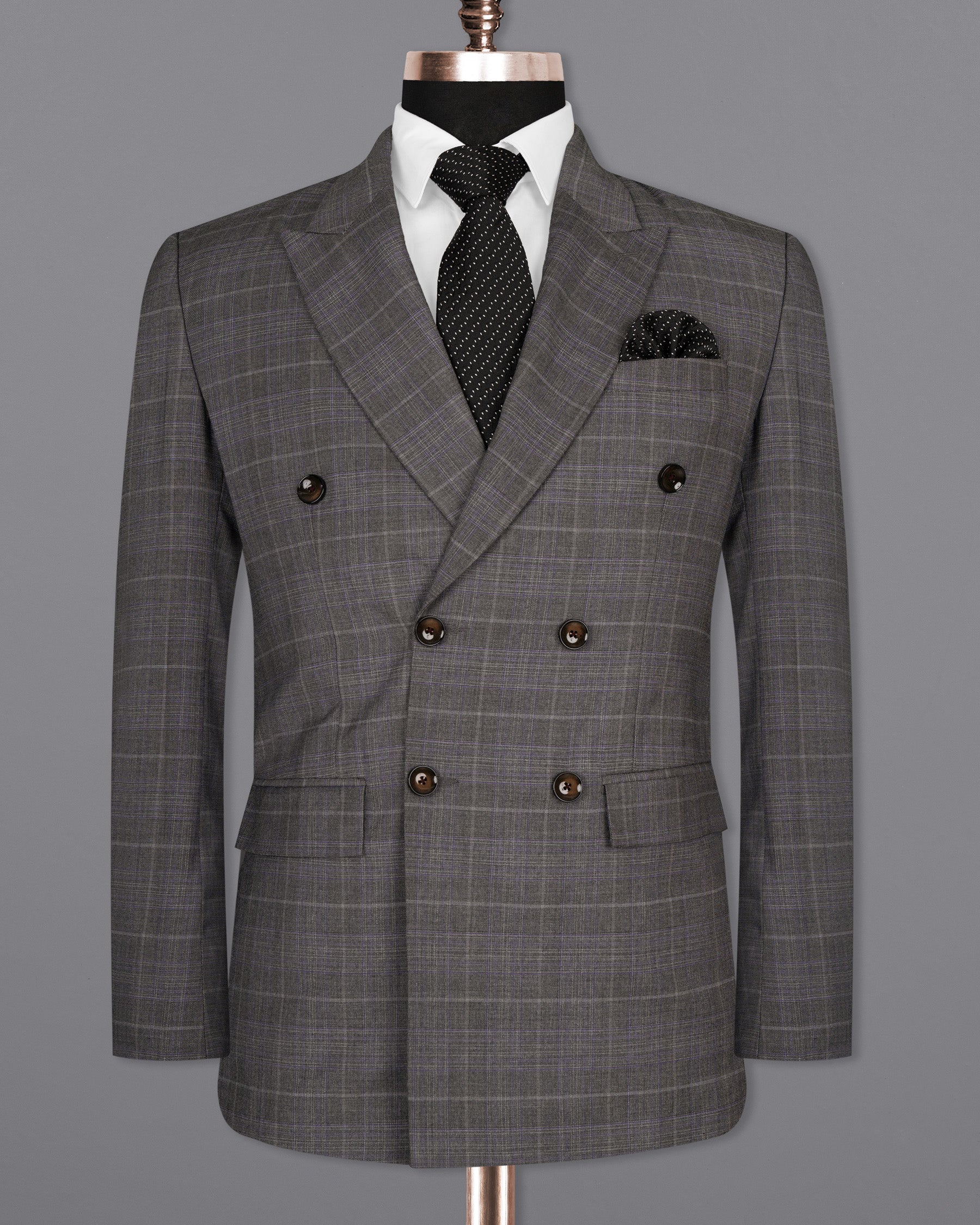 Chicago Grey Windowpane Woolrich Double Breasted Blazer BL1480-D22-36,BL1480-DB-38,BL1480-DB-40,BL1480-DB-42,BL1480-DB-44,BL1480-DB-46,BL1480-DB-48,BL1480-DB-50,BL1480-DB-52,BL1480-DB-54,BL1480-DB-56,BL1480-DB-58,BL1480-DB-60