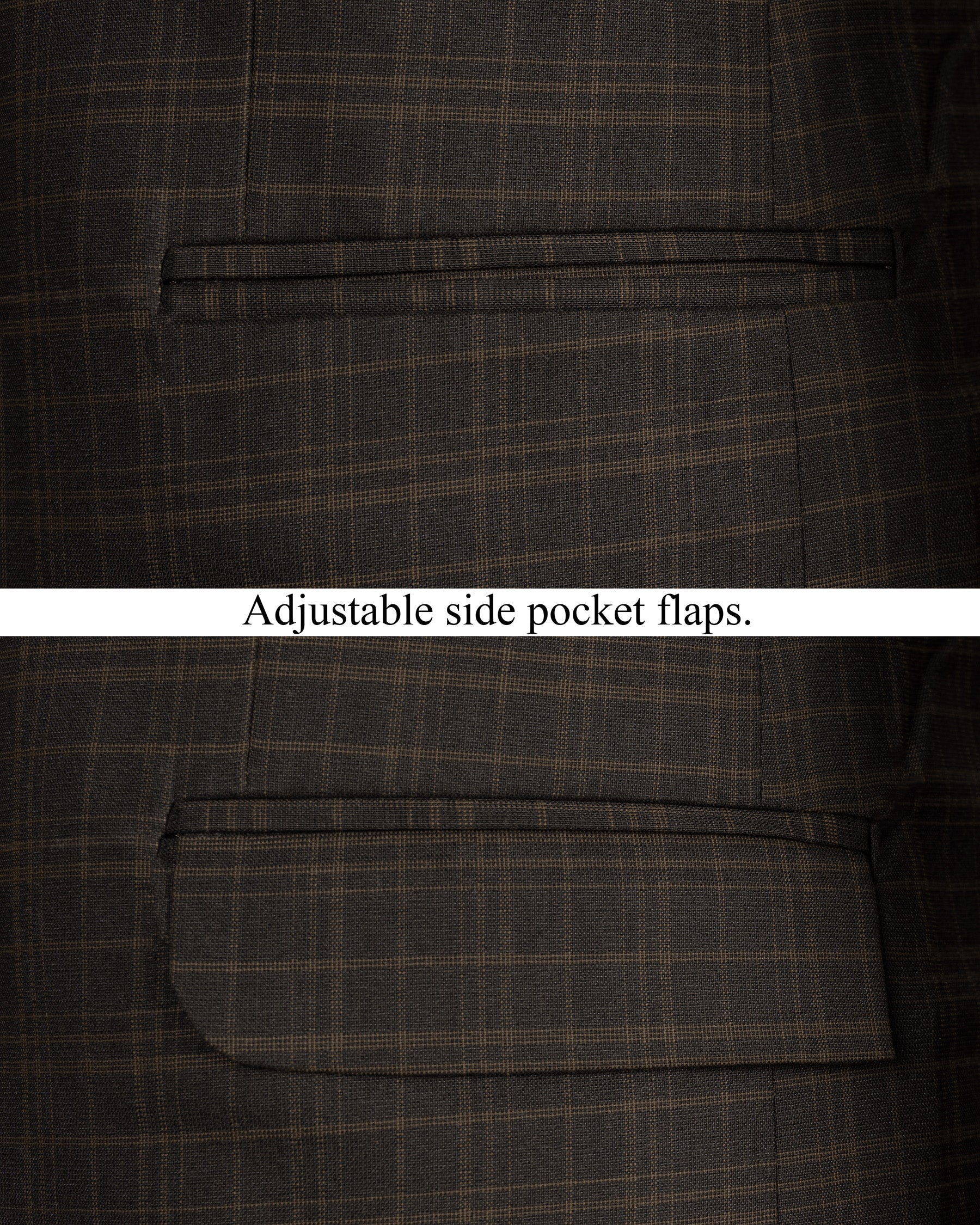 Wood Bark windowpane Wool Rich Cross Buttoned Bandhgala Blazer BL1490-CBG-36, BL1490-CBG-38, BL1490-CBG-40, BL1490-CBG-42, BL1490-CBG-44, BL1490-CBG-46, BL1490-CBG-48, BL1490-CBG-50, BL1490-CBG-52, BL1490-CBG-54, BL1490-CBG-56, BL1490-CBG-58, BL1490-CBG-60