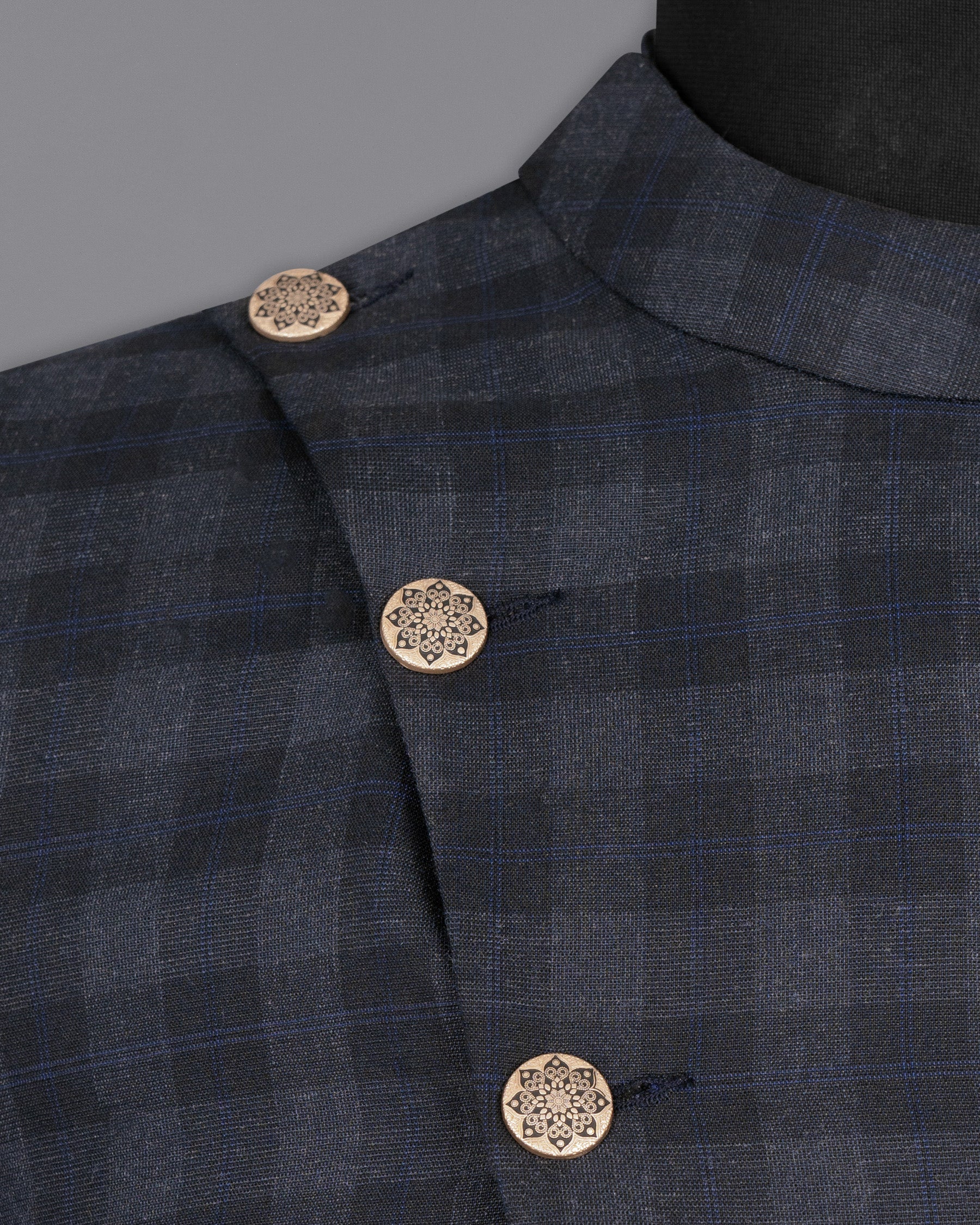 Bastille Grey Plaid Wool Rich Cross Buttoned Bandhgala Blazer BL1498-CBG2-36, BL1498-CBG2-38, BL1498-CBG2-40, BL1498-CBG2-42, BL1498-CBG2-44, BL1498-CBG2-46, BL1498-CBG2-48, BL1498-CBG2-50, BL1498-CBG2-52, BL1498-CBG2-54, BL1498-CBG2-56, BL1498-CBG2-58, BL1498-CBG2-60