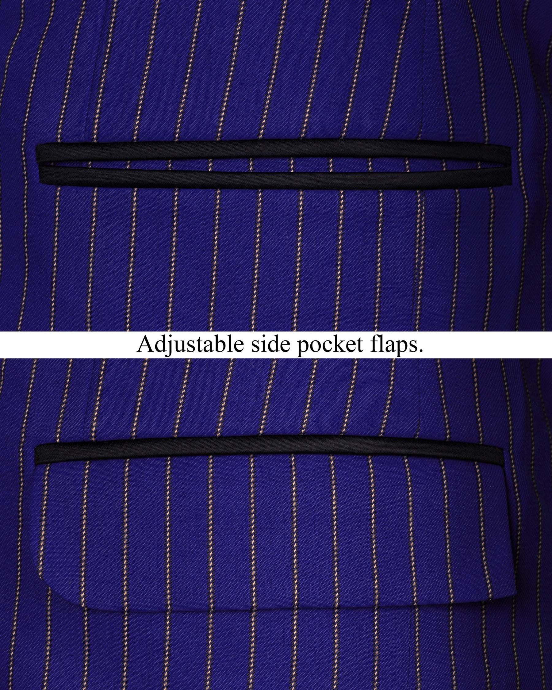 Violet Striped Wool Rich Tuxedo Blazer BL1502-BKL-36, BL1502-BKL-38, BL1502-BKL-40, BL1502-BKL-42, BL1502-BKL-44, BL1502-BKL-46, BL1502-BKL-48, BL1502-BKL-50, BL1502-BKL-52, BL1502-BKL-54, BL1502-BKL-56, BL1502-BKL-58, BL1502-BKL-60