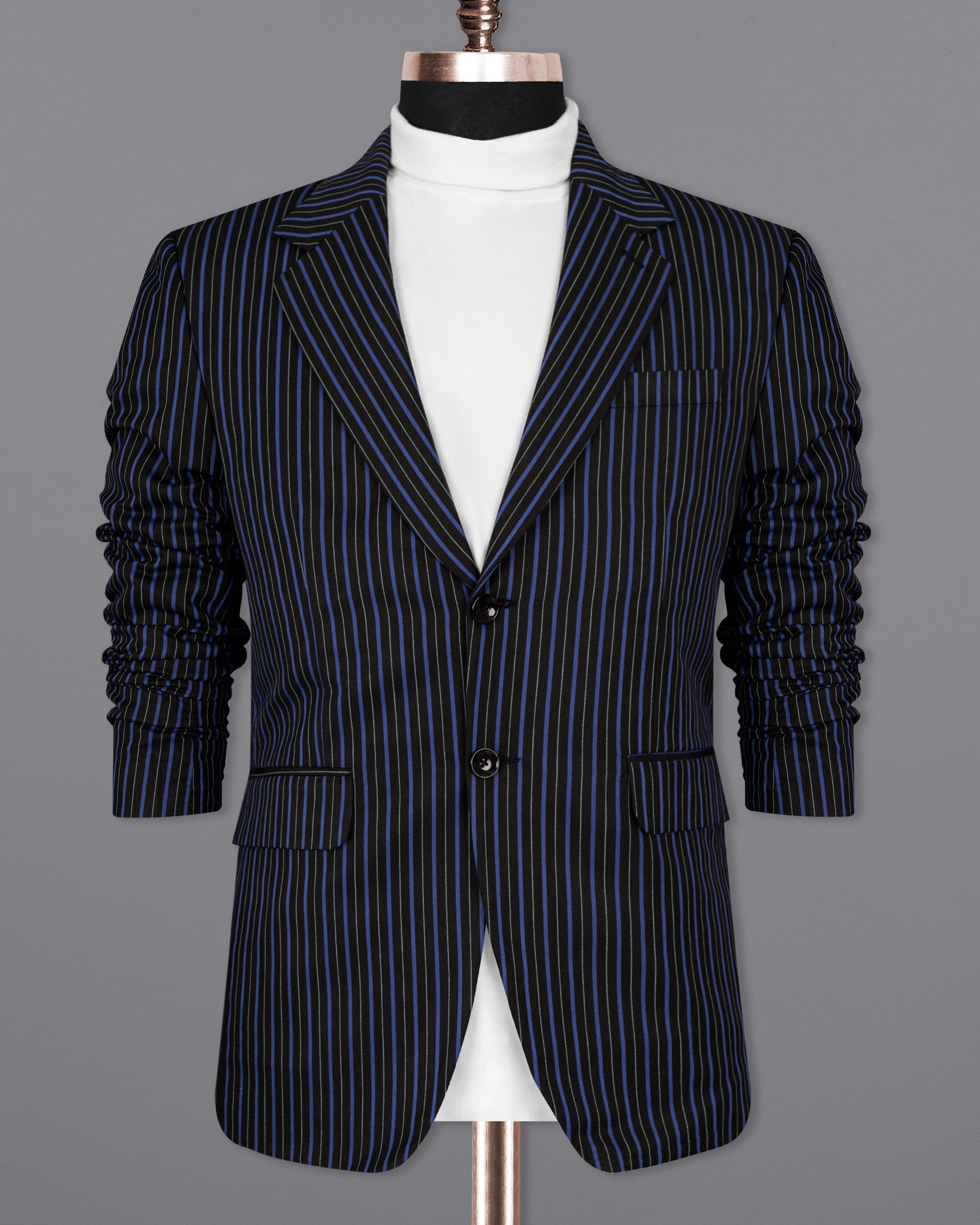 Jade Black and Mariner Blue Striped Woolrich Blazer