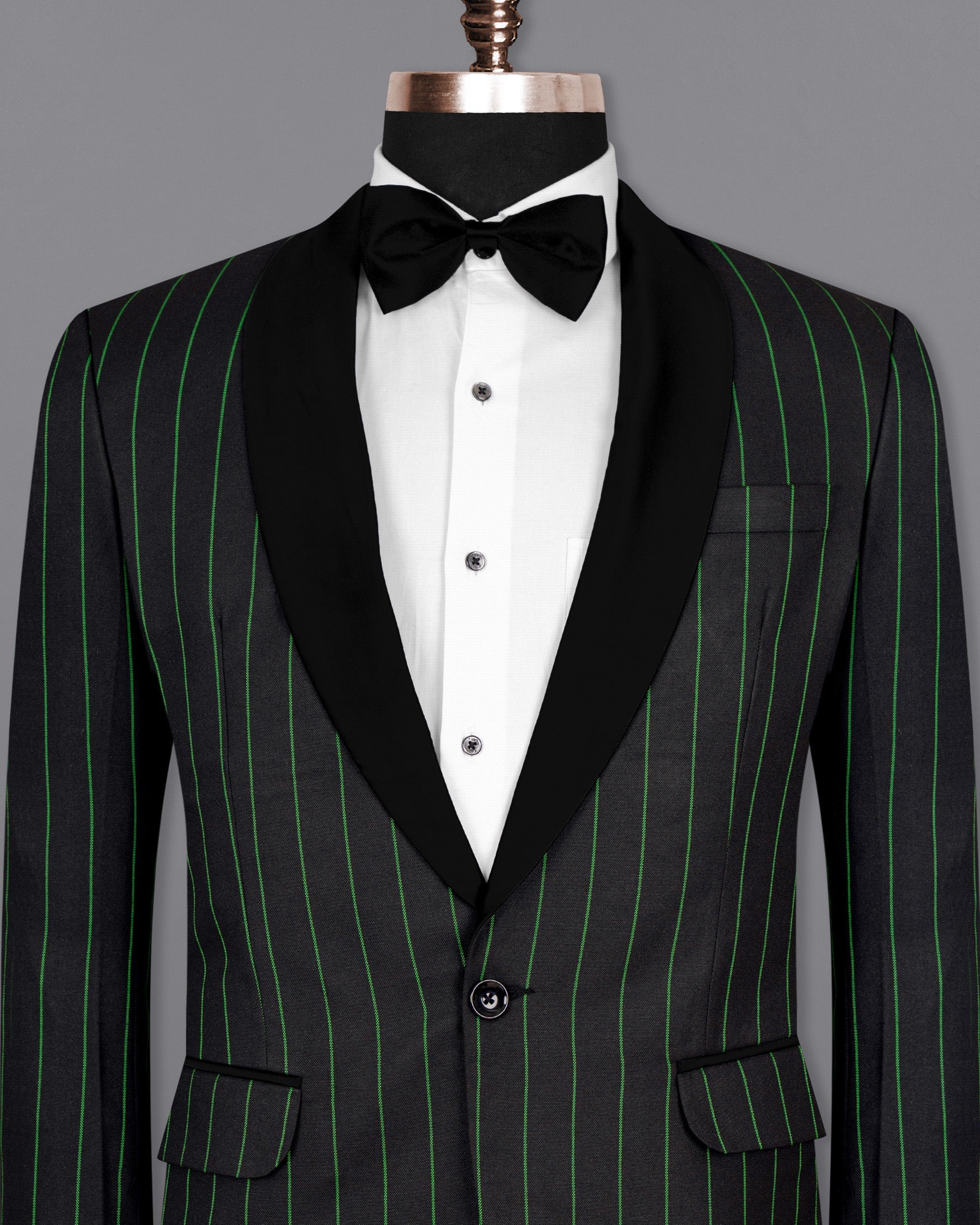 Jade Black Striped Woolrich Tuxedo Blazer BL1524-BKL-36, BL1524-BKL-38, BL1524-BKL-40, BL1524-BKL-42, BL1524-BKL-44, BL1524-BKL-46, BL1524-BKL-48, BL1524-BKL-50, BL1524-BKL-52, BL1524-BKL-54, BL1524-BKL-56, BL1524-BKL-58, BL1524-BKL-60