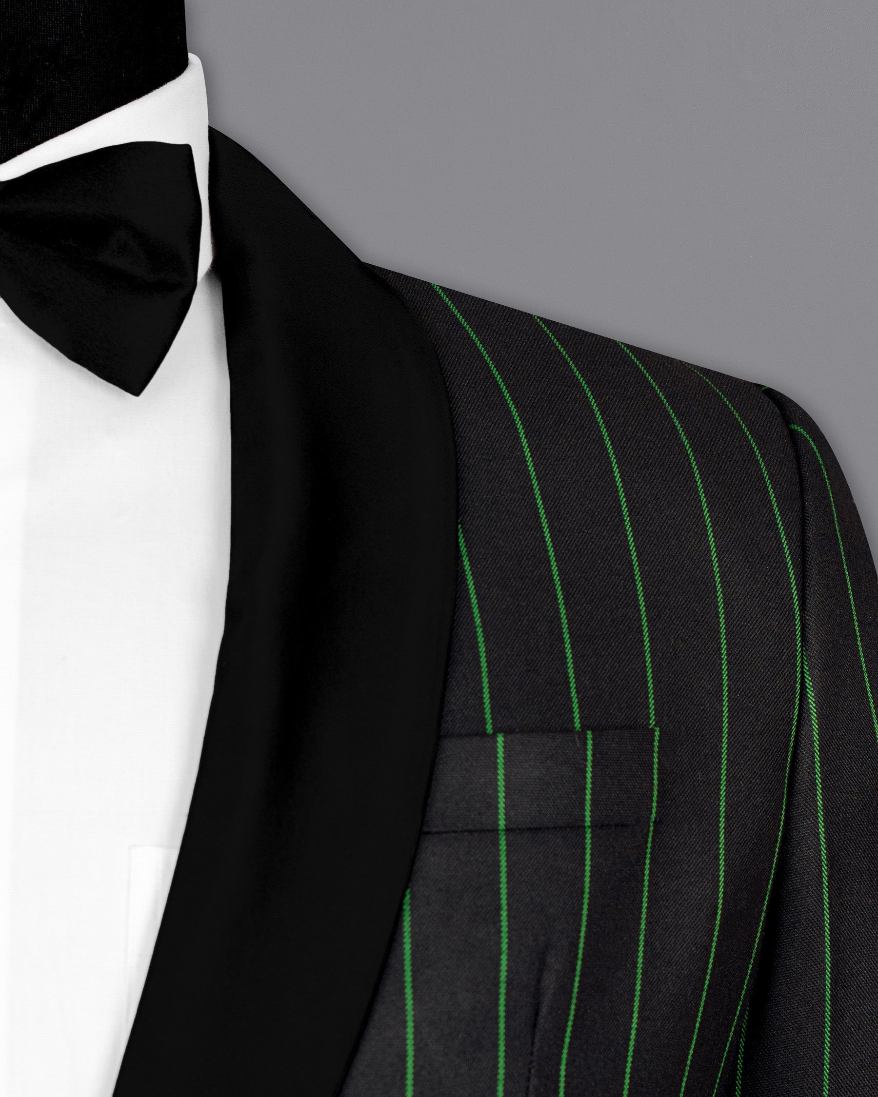 Jade Black Striped Woolrich Tuxedo Blazer