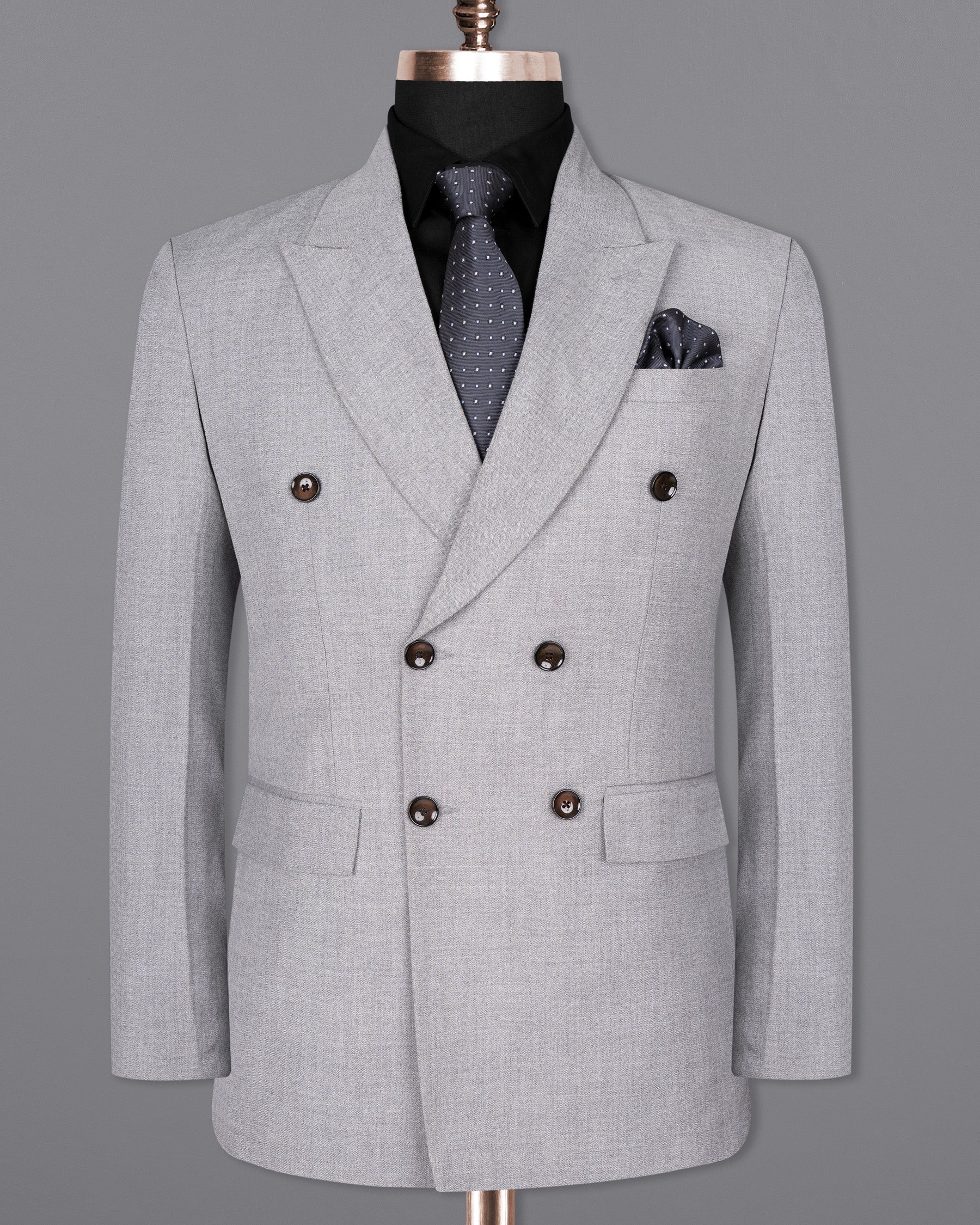 Silver Sand Grey Double-BreaBled Wool Rich Blazer BL1529-DB-36, BL1529-DB-38, BL1529-DB-40, BL1529-DB-42, BL1529-DB-44, BL1529-DB-46, BL1529-DB-48, BL1529-DB-50, BL1529-DB-52, BL1529-DB-54, BL1529-DB-56, BL1529-DB-58, BL1529-DB-60