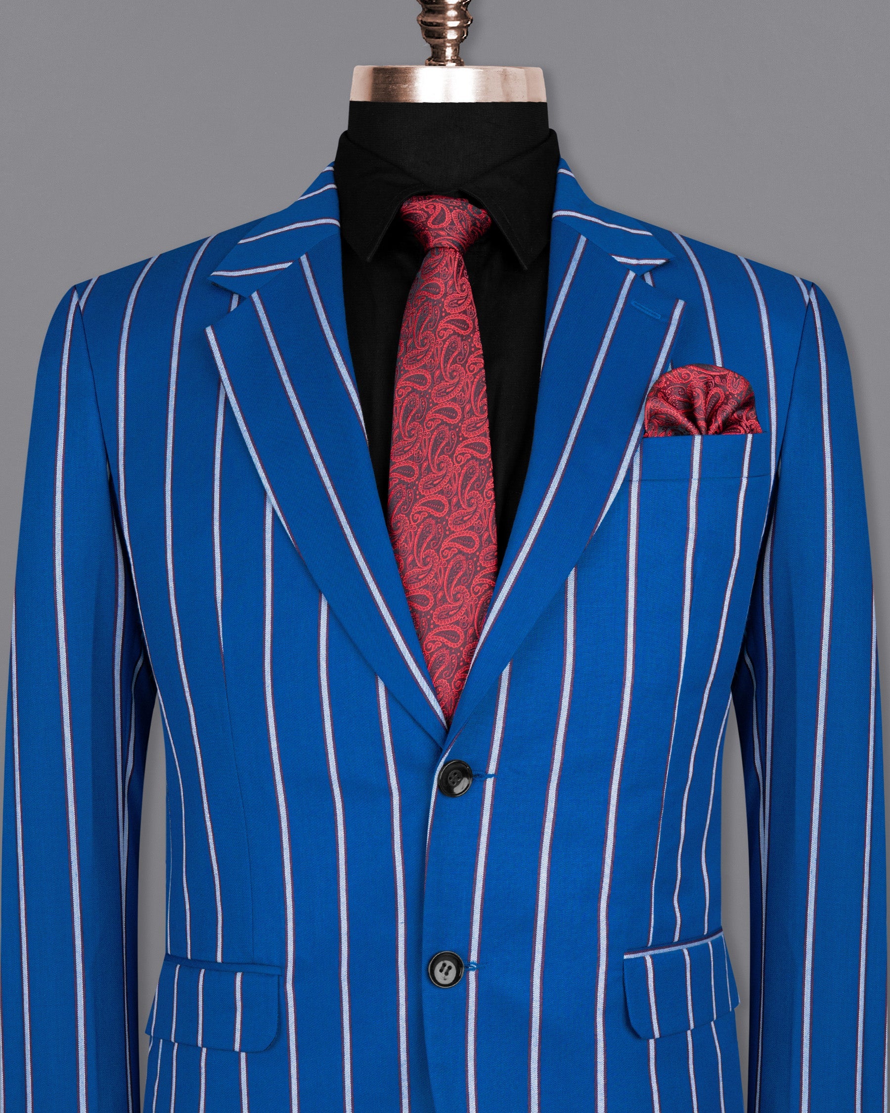 Cerulean Blue Blriped Woolrich Blazer BL1555-SB-36, BL1555-SB-38, BL1555-SB-40, BL1555-SB-42, BL1555-SB-44, BL1555-SB-46, BL1555-SB-48, BL1555-SB-50, BL1555-SB-52, BL1555-SB-54, BL1555-SB-56, BL1555-SB-58, BL1555-SB-60