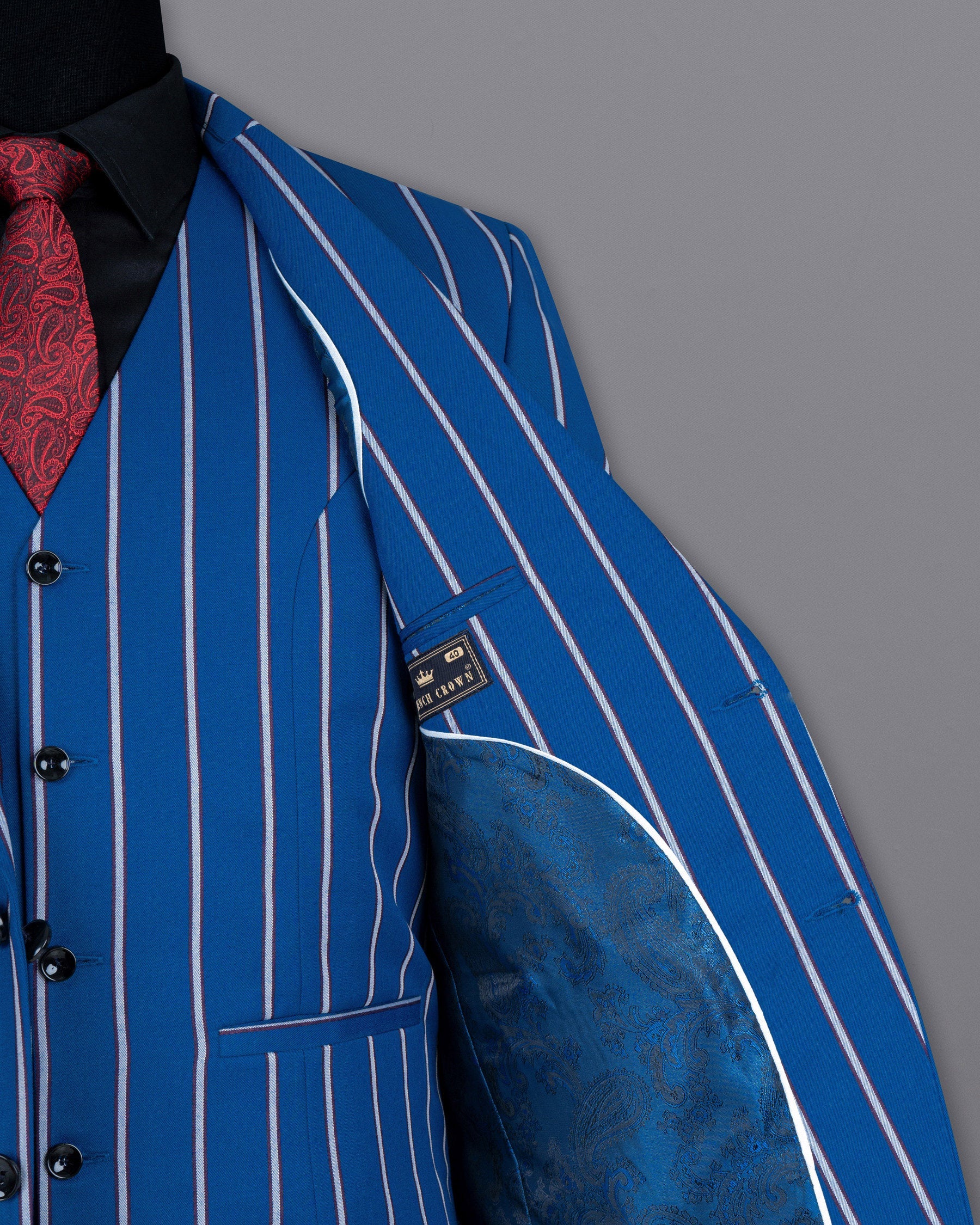 Cerulean Blue Blriped Woolrich Blazer BL1555-SB-36, BL1555-SB-38, BL1555-SB-40, BL1555-SB-42, BL1555-SB-44, BL1555-SB-46, BL1555-SB-48, BL1555-SB-50, BL1555-SB-52, BL1555-SB-54, BL1555-SB-56, BL1555-SB-58, BL1555-SB-60