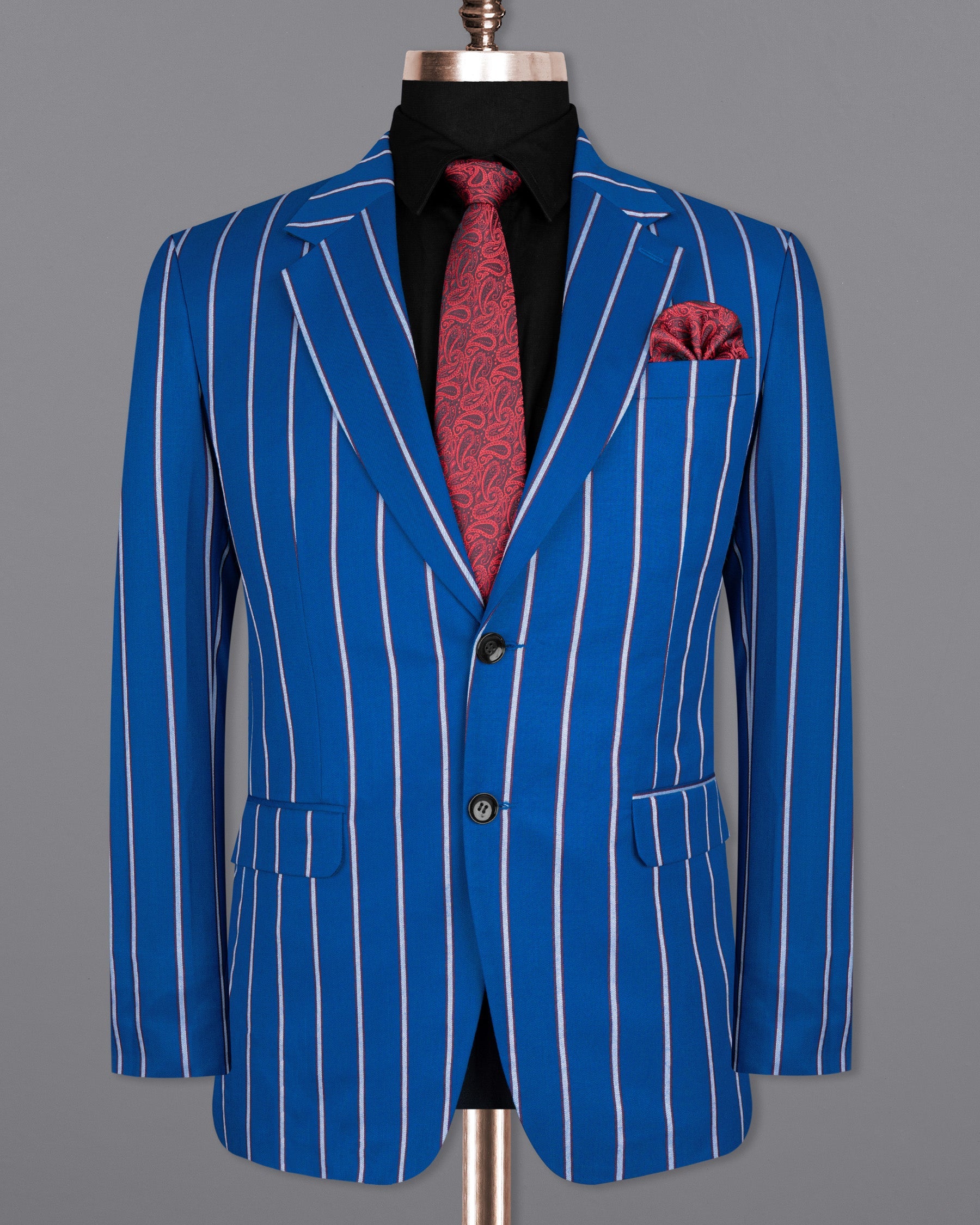 Cerulean Blue Blriped Woolrich Blazer BL1555-SB-36, BL1555-SB-38, BL1555-SB-40, BL1555-SB-42, BL1555-SB-44, BL1555-SB-46, BL1555-SB-48, BL1555-SB-50, BL1555-SB-52, BL1555-SB-54, BL1555-SB-56, BL1555-SB-58, BL1555-SB-60