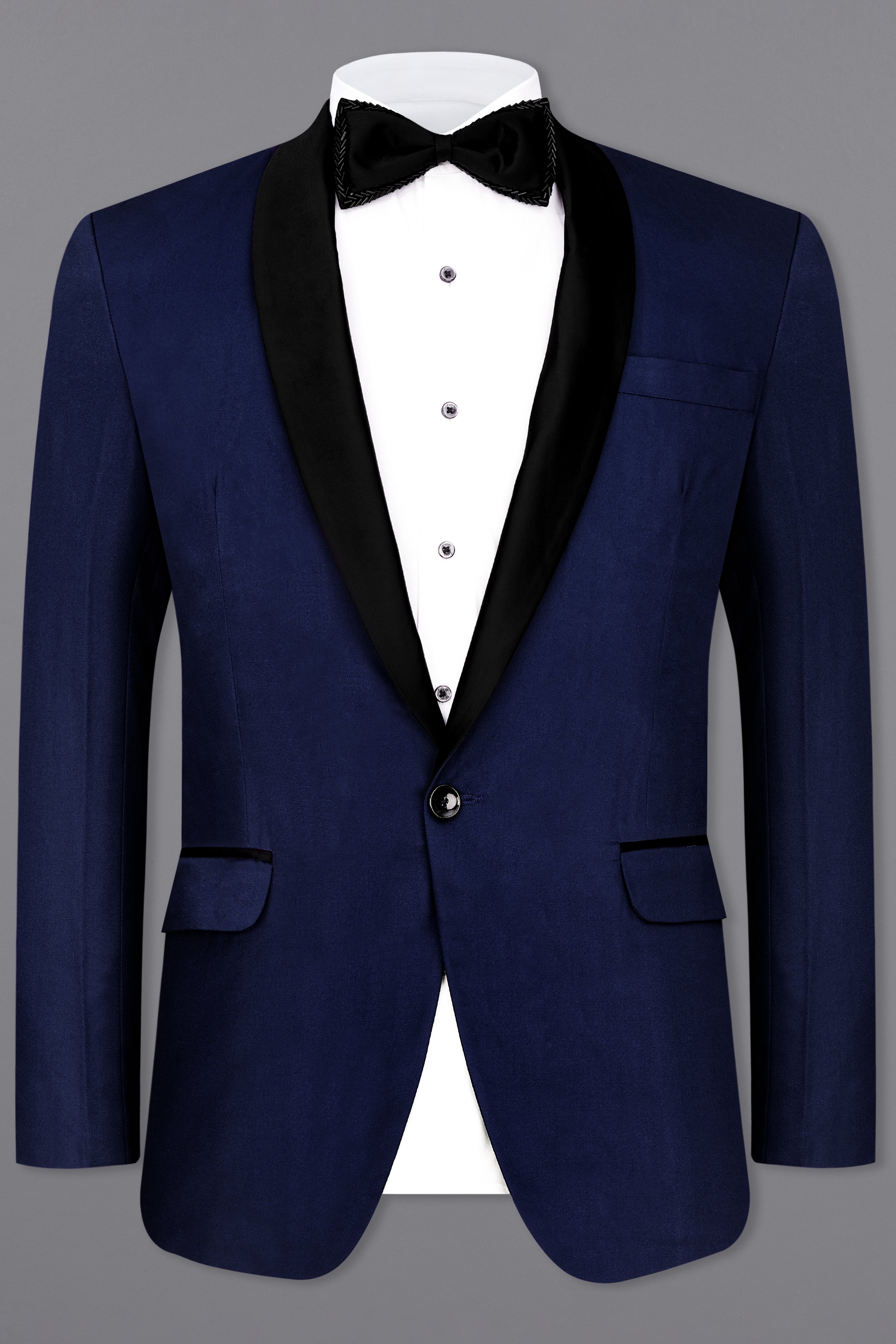 Space Blue Subtle Sheen Tuxedo Blazer