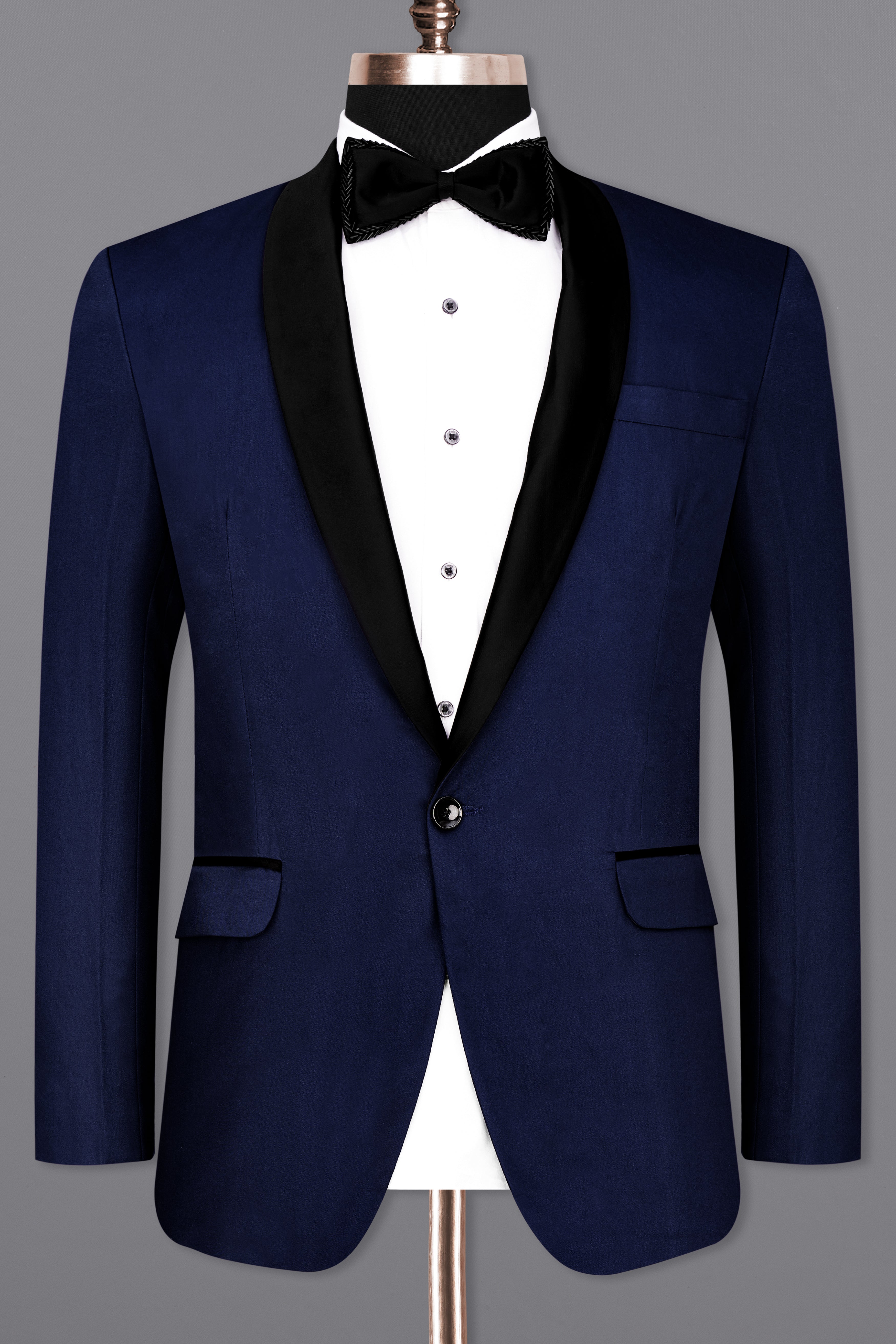 Space Blue Subtle Sheen Tuxedo Blazer