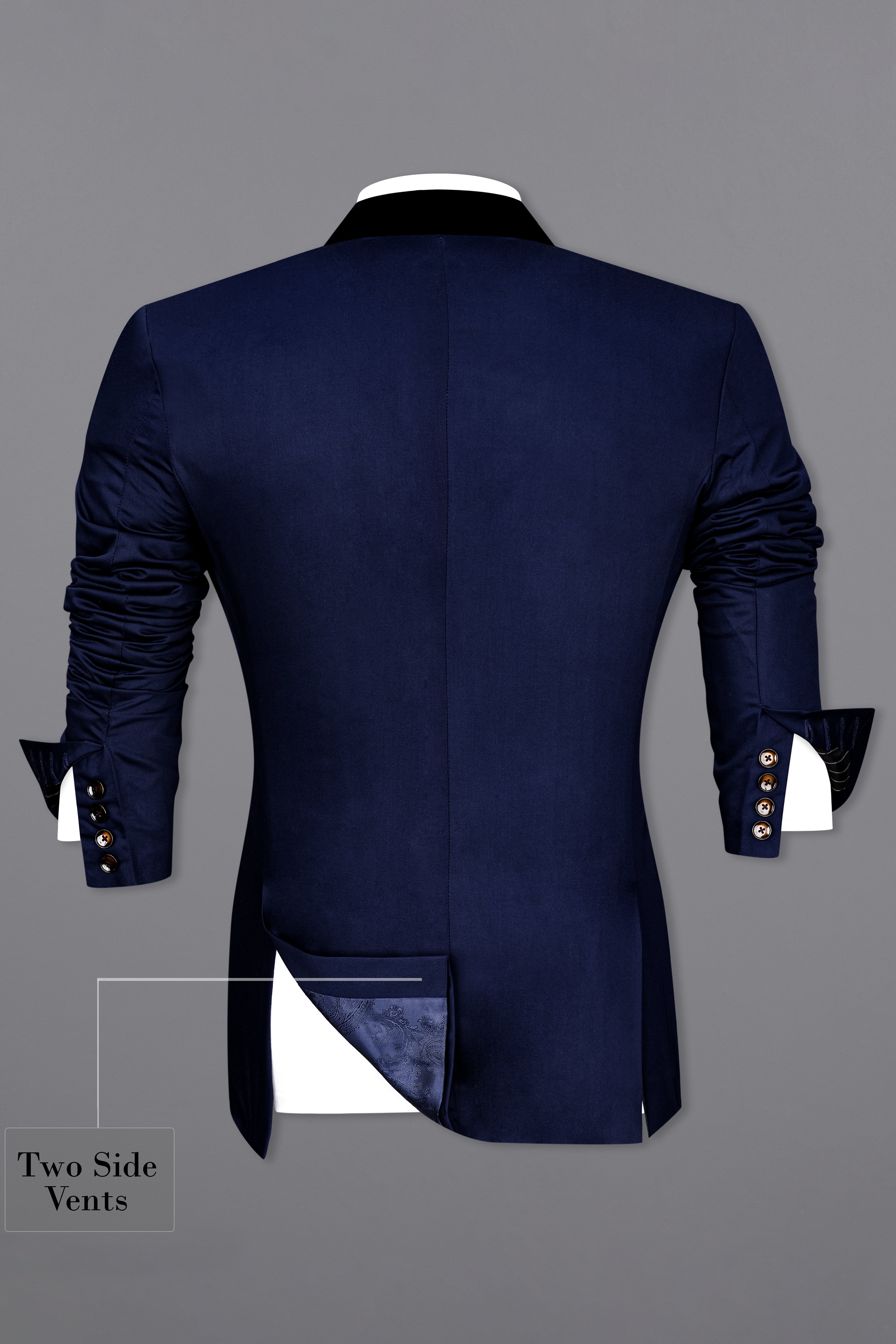 Space Blue Subtle Sheen Tuxedo Blazer