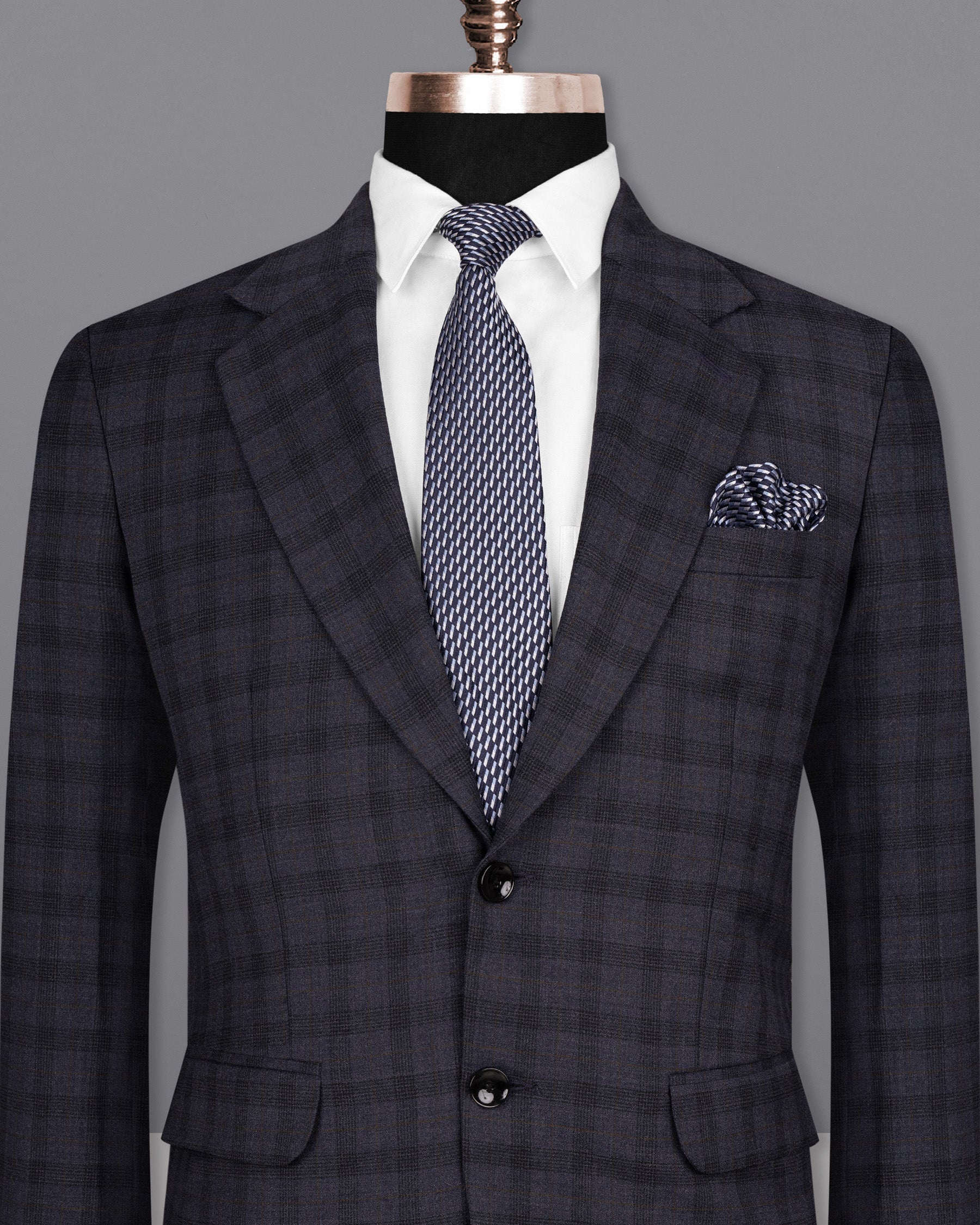 Navy Blue Plaid Wool Rich Blazer BL1563-SB-36, BL1563-SB-38, BL1563-SB-40, BL1563-SB-42, BL1563-SB-44, BL1563-SB-46, BL1563-SB-48, BL1563-SB-50, BL1563-SB-52, BL1563-SB-54, BL1563-SB-56, BL1563-SB-58, BL1563-SB-60