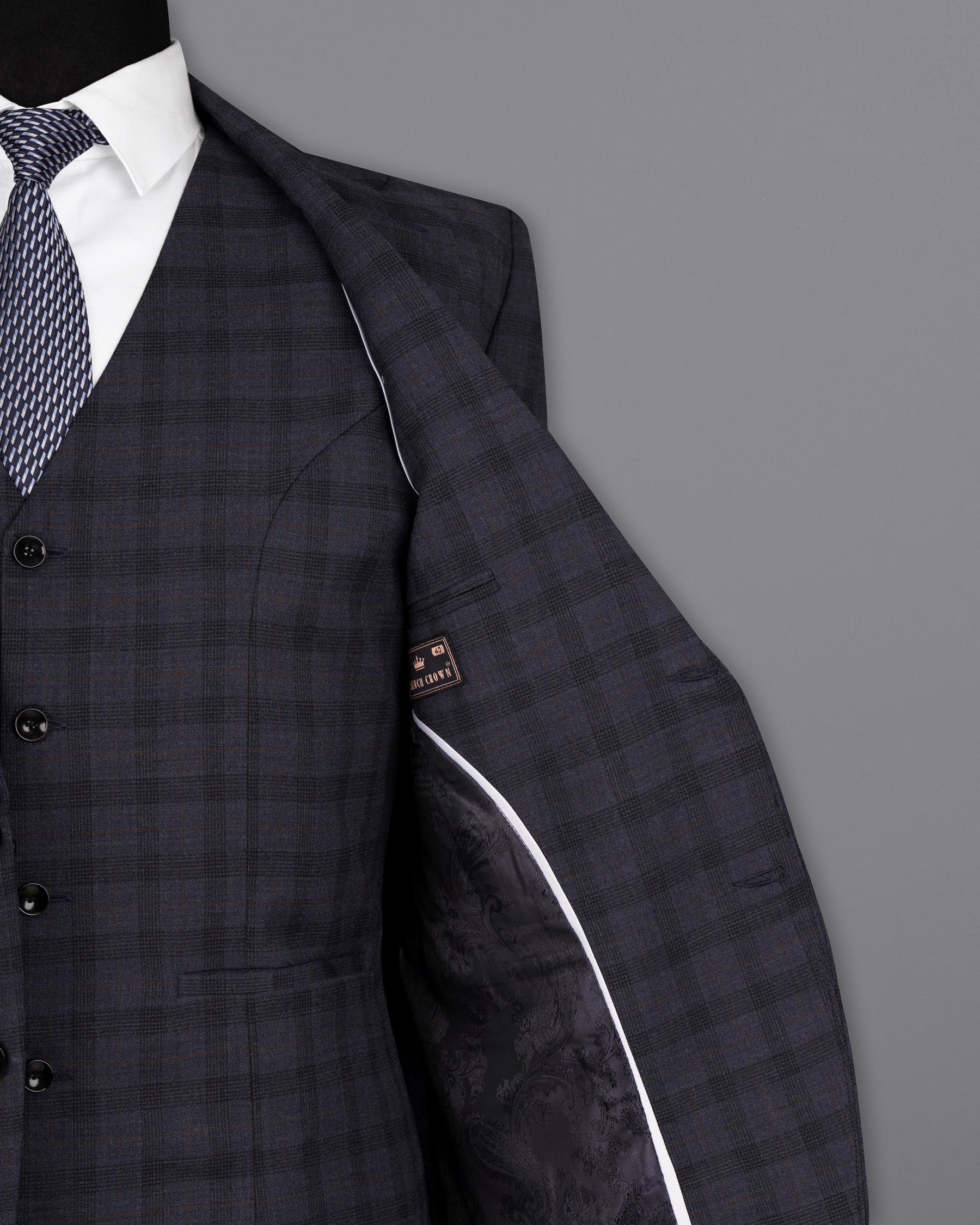 Navy Blue Plaid Wool Rich Blazer BL1563-SB-36, BL1563-SB-38, BL1563-SB-40, BL1563-SB-42, BL1563-SB-44, BL1563-SB-46, BL1563-SB-48, BL1563-SB-50, BL1563-SB-52, BL1563-SB-54, BL1563-SB-56, BL1563-SB-58, BL1563-SB-60