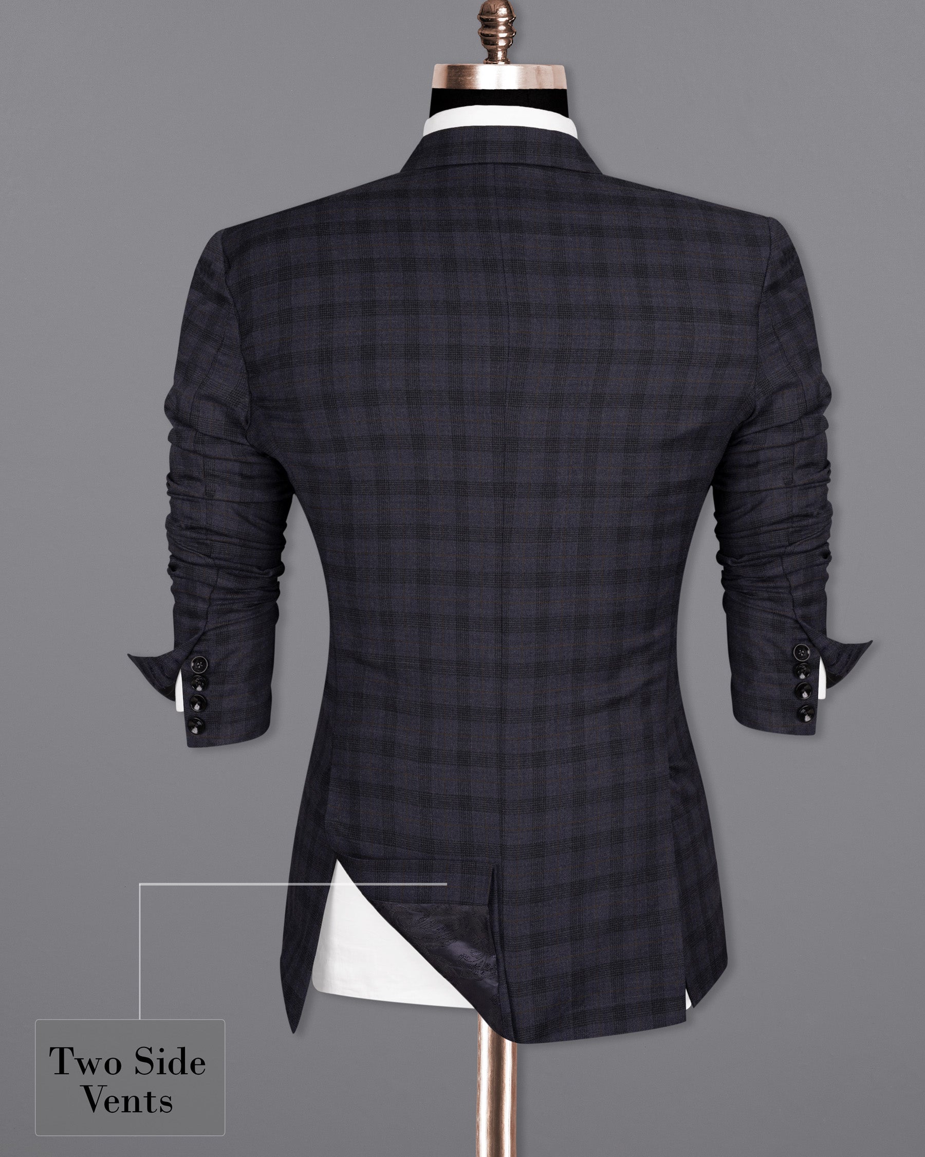 Navy Blue Plaid Wool Rich Blazer BL1563-SB-36, BL1563-SB-38, BL1563-SB-40, BL1563-SB-42, BL1563-SB-44, BL1563-SB-46, BL1563-SB-48, BL1563-SB-50, BL1563-SB-52, BL1563-SB-54, BL1563-SB-56, BL1563-SB-58, BL1563-SB-60