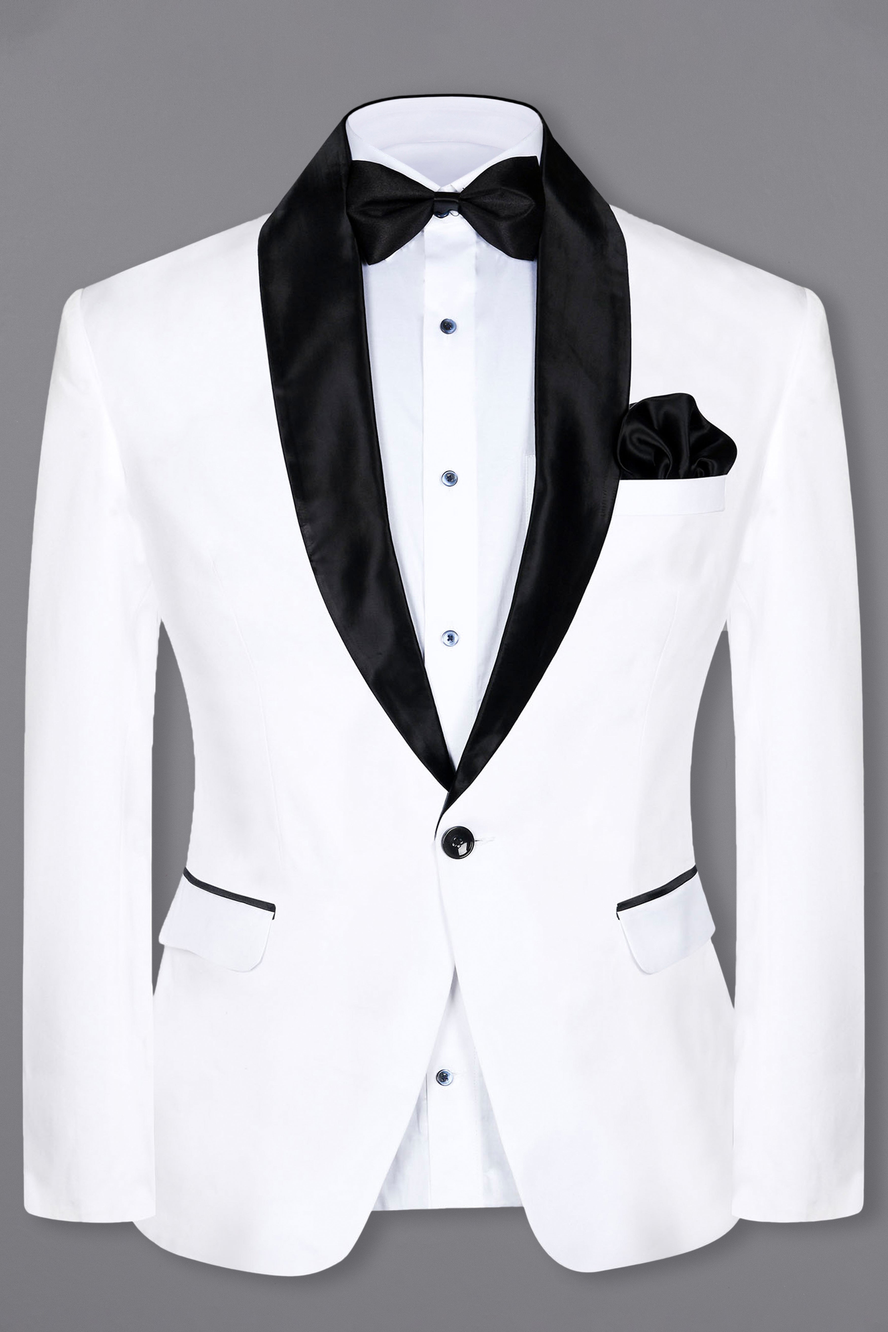 Bright White Subtle Sheen Tuxedo Blazer